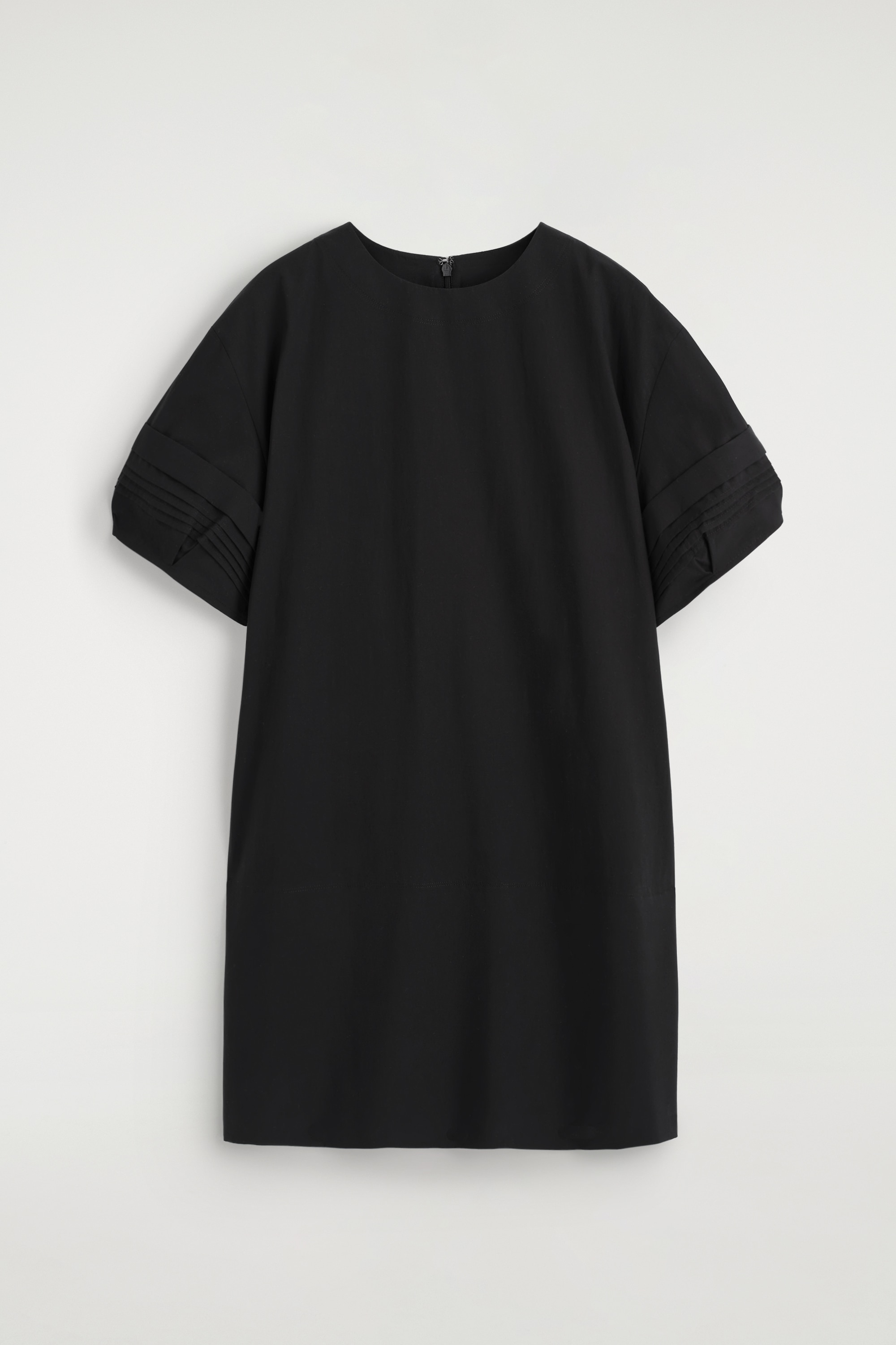 ROBE COURTE NERVURÉE EN COTON - NOIR/BEIGE / CARREAUX