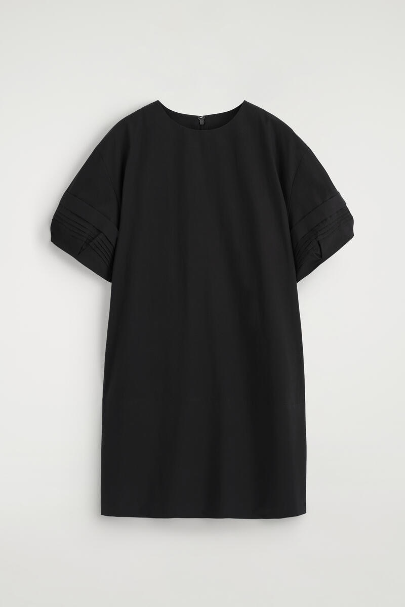 Pintucked Cotton Mini Dress