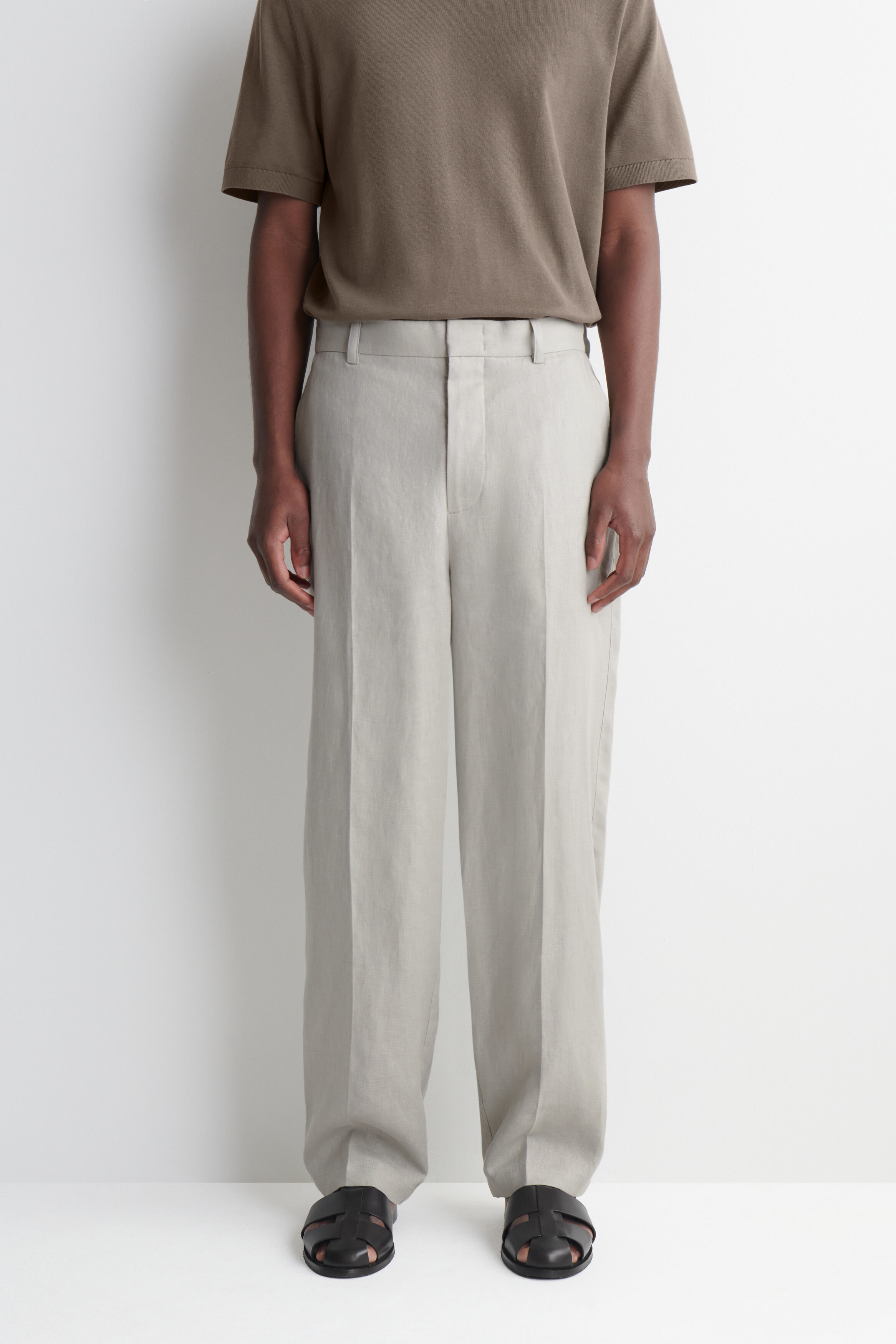 RELAXED LINEN TAPERED PANTS - thumbnail 8