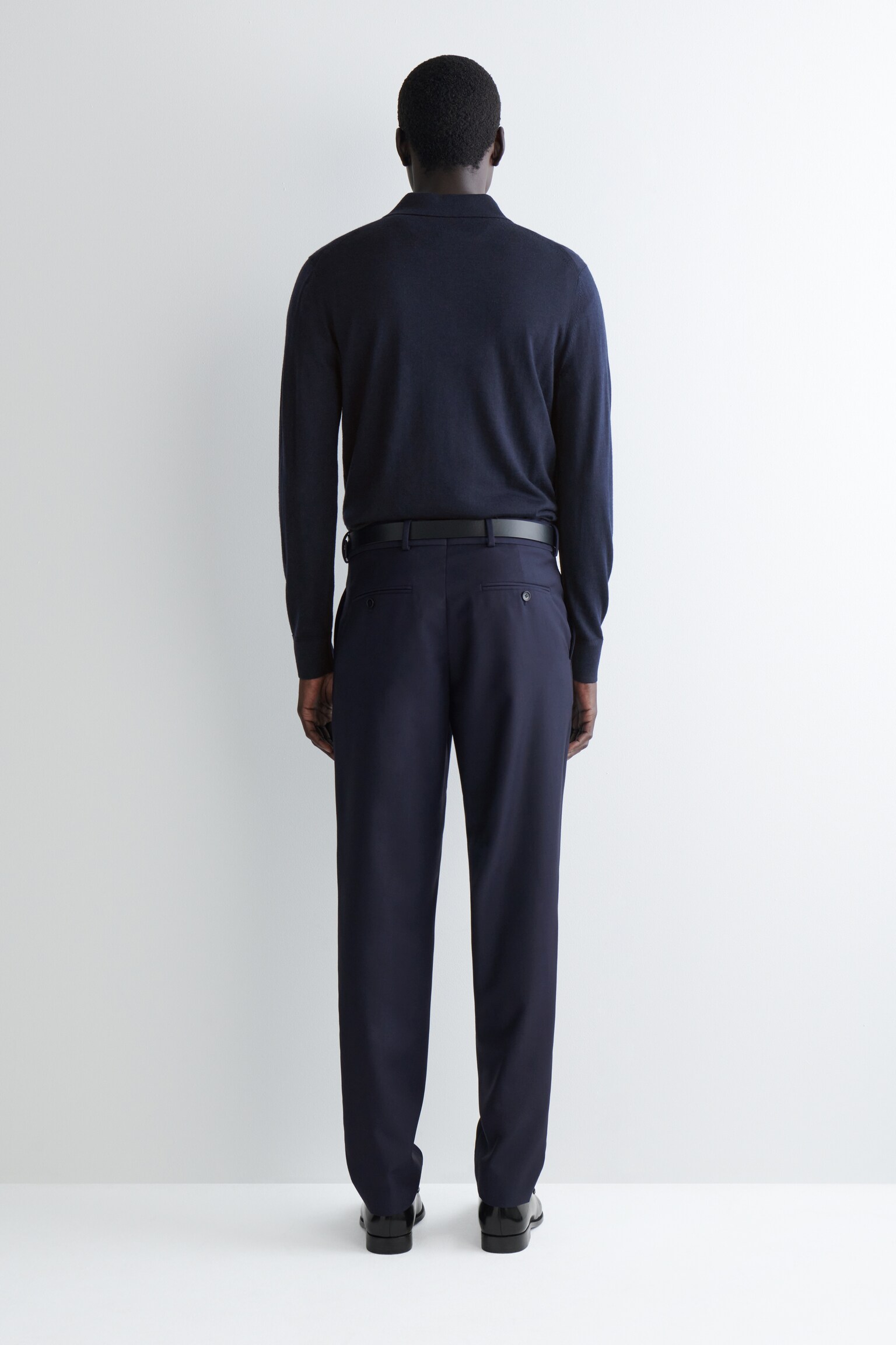 PANTALÓN DE TRAJE RECTO DE LANA - NAVY - 5