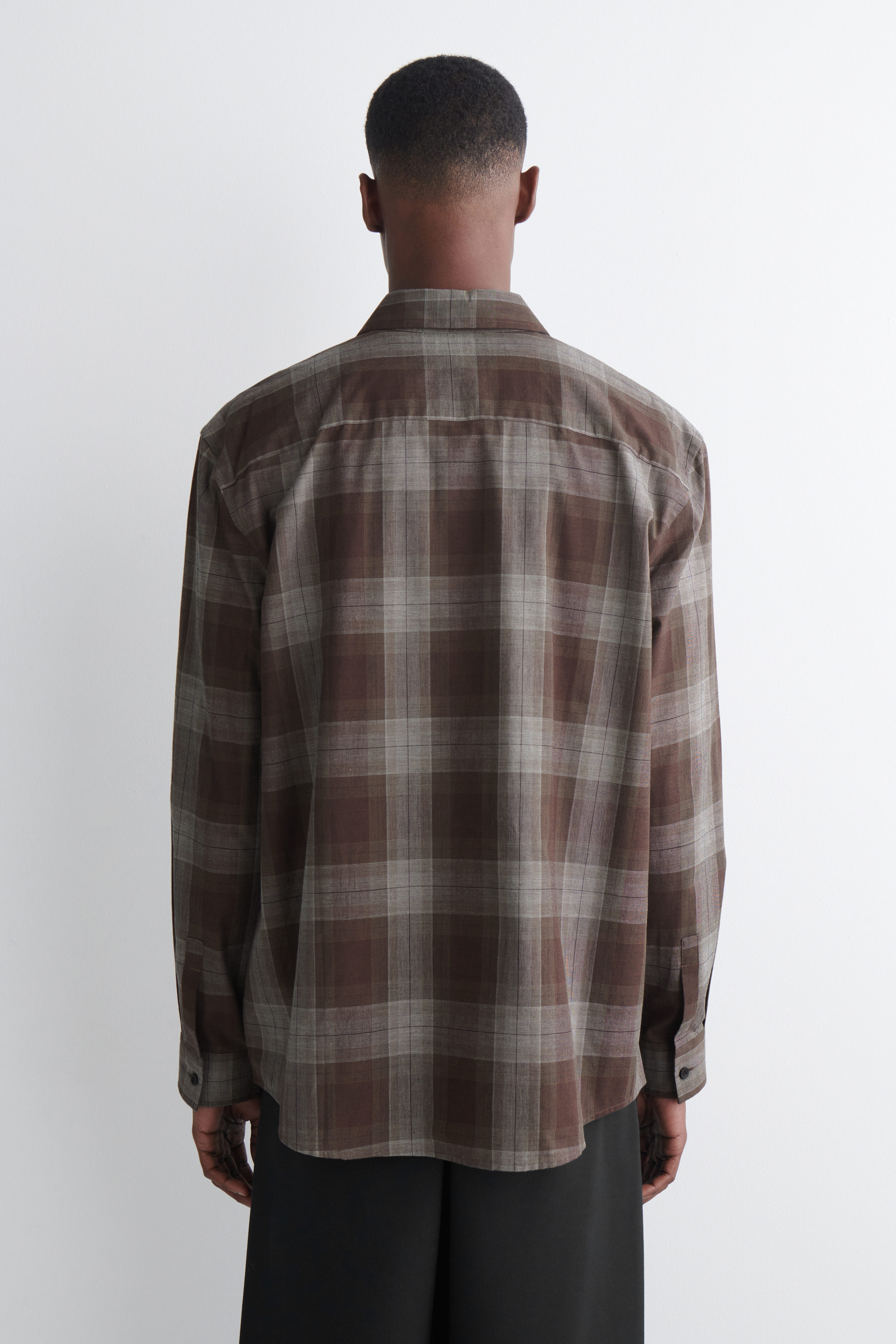 CHECKED BRUSHED-COTTON SHIRT - BROWN / CHECKED | COS