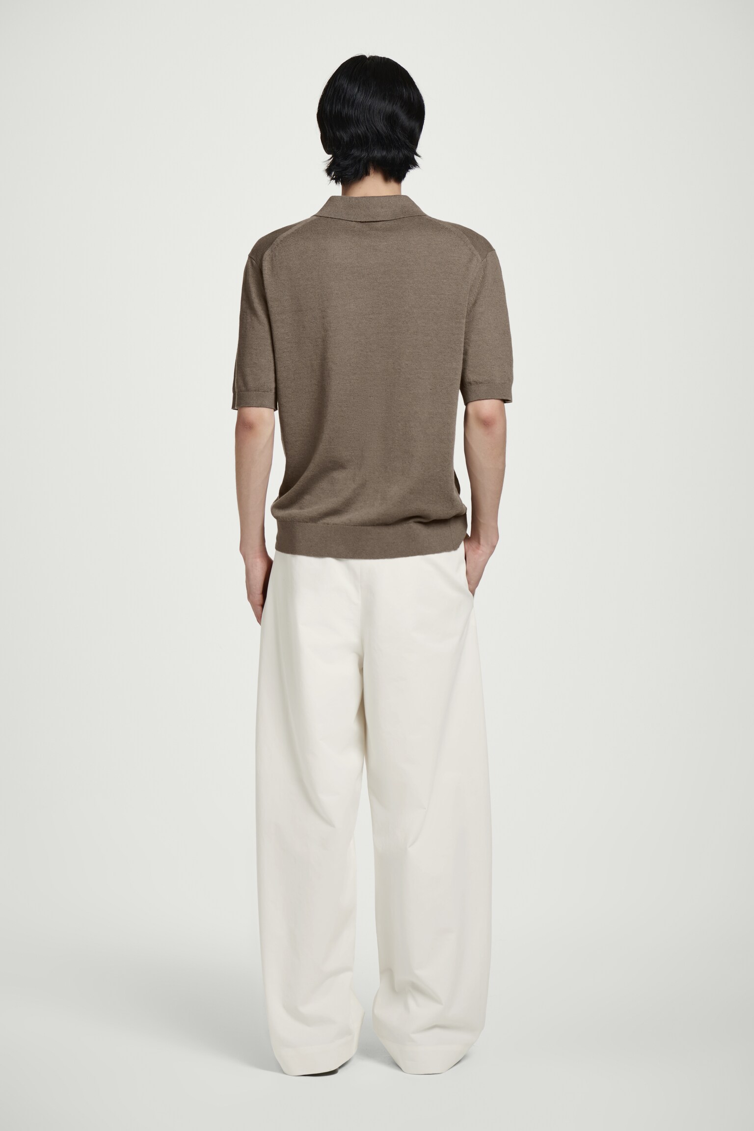 POLO EN MAILLE DE LIN - TAUPE FONCÉ/BLEU - 6