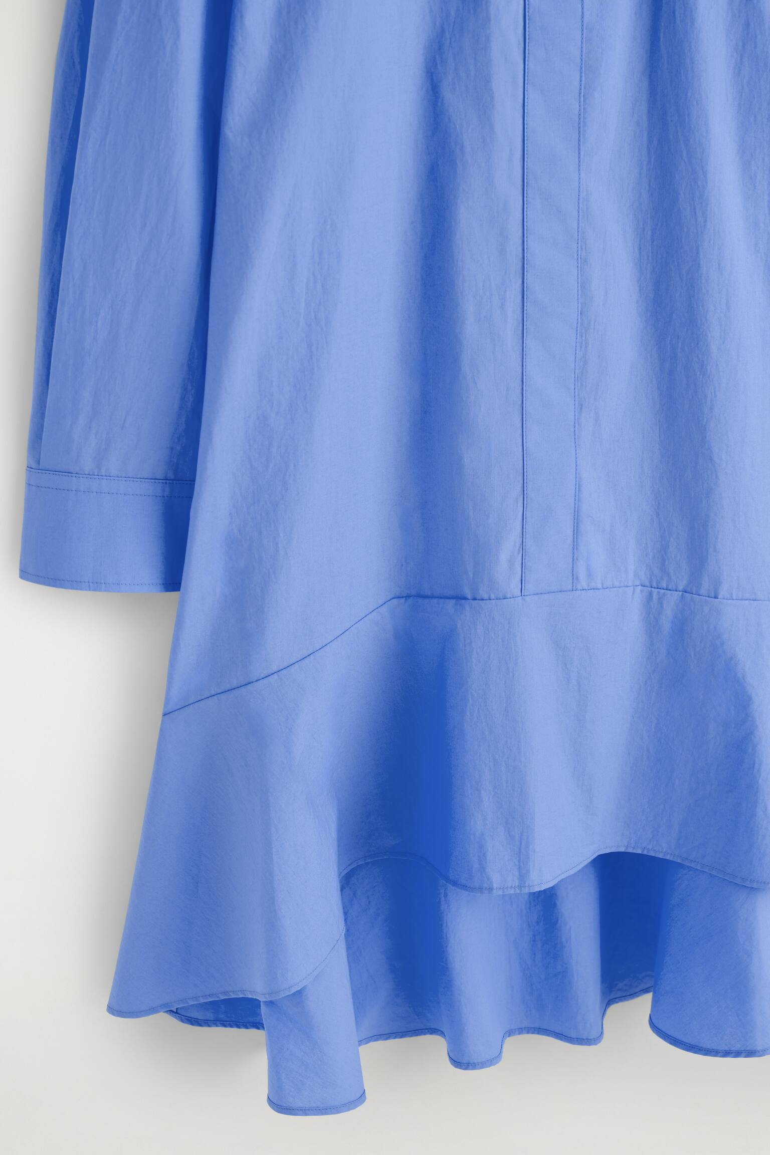 Flared bomulds miniskjortekjole - BLÅ/SORT - 7