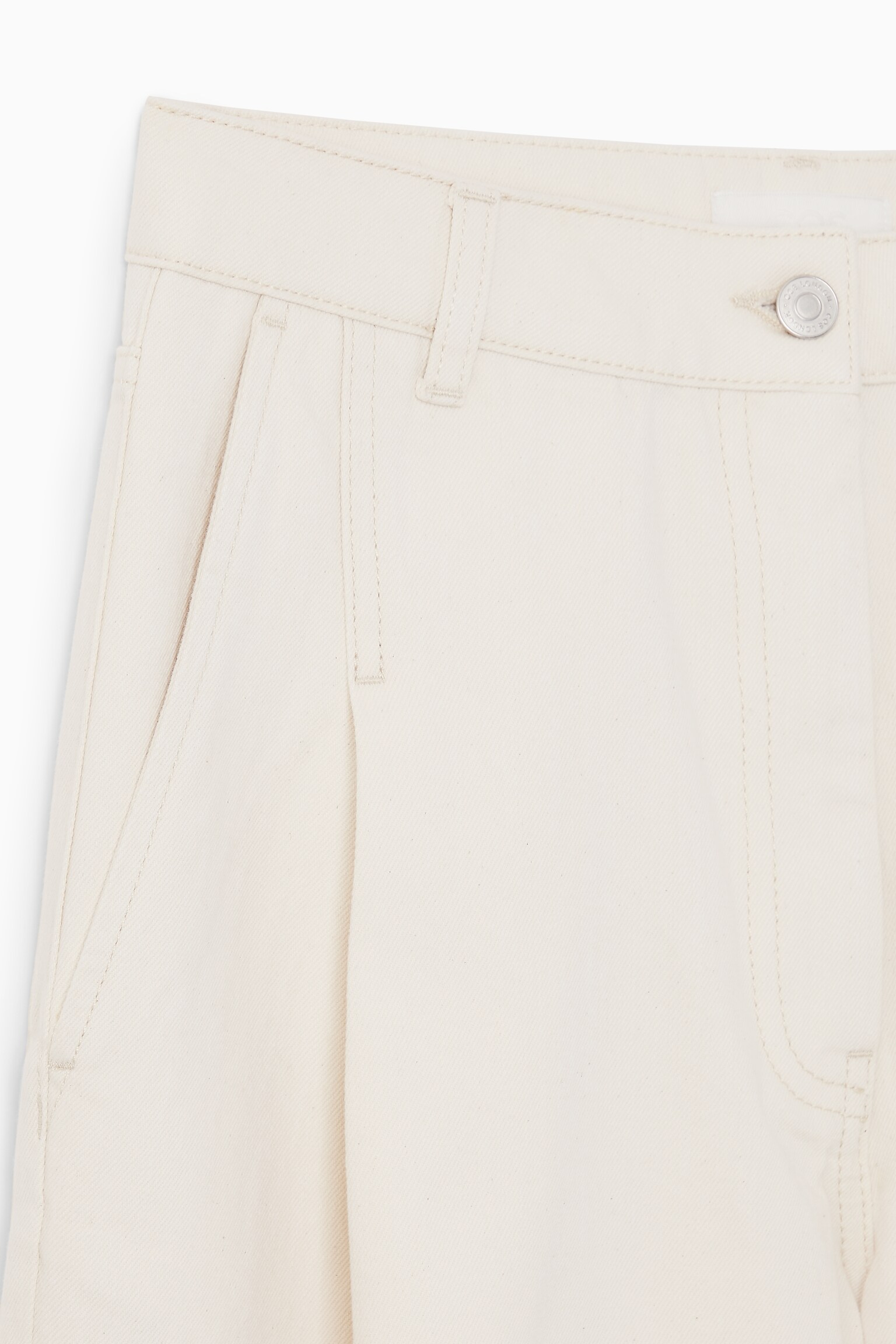 HOSE AUS DENIM MIT BARREL-BEIN UND FALTEN - CREME - 3