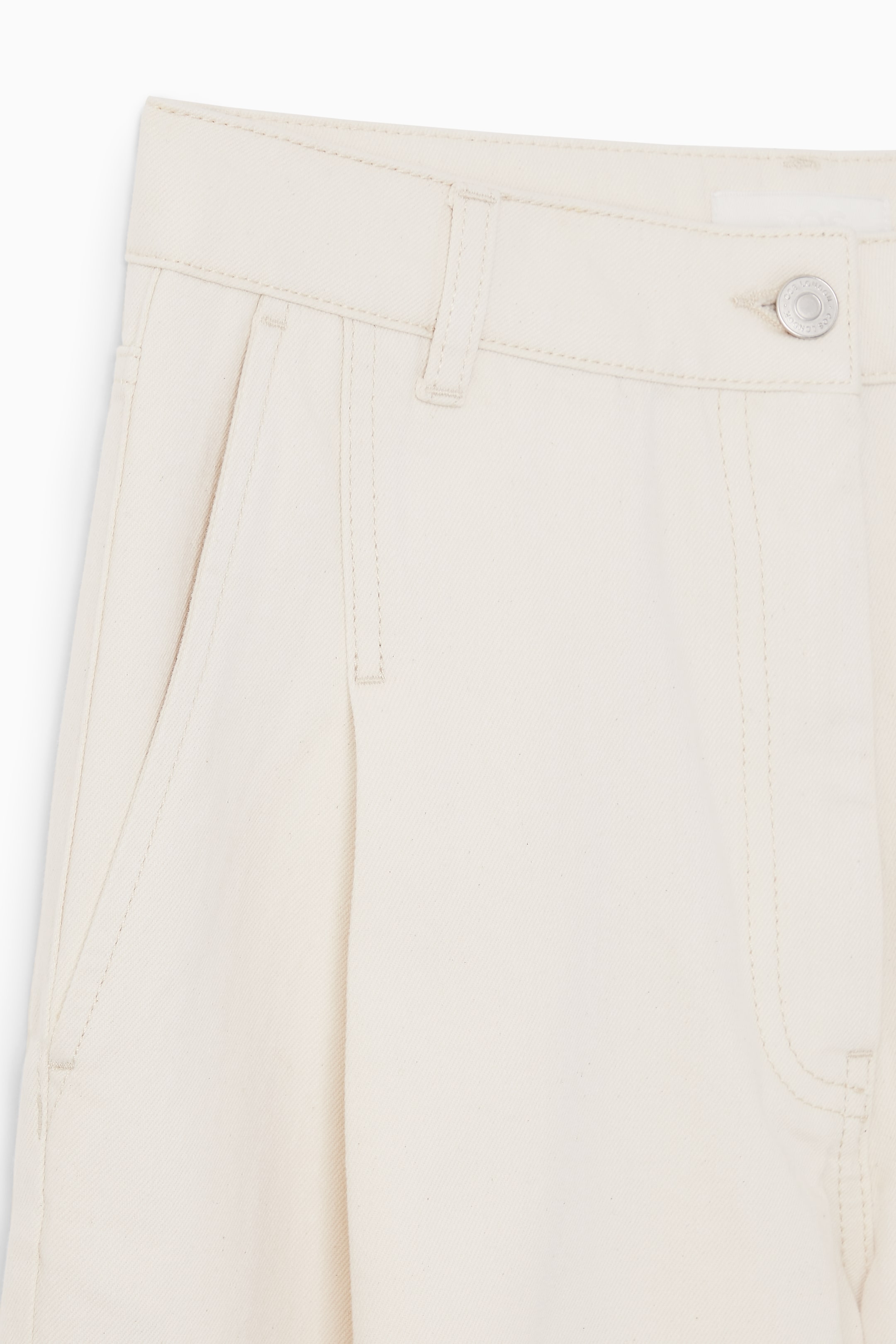 Grösseres Bild ansehen: HOSE AUS DENIM MIT BARREL-BEIN UND FALTEN - CREME - DAMEN | H&M CH 3