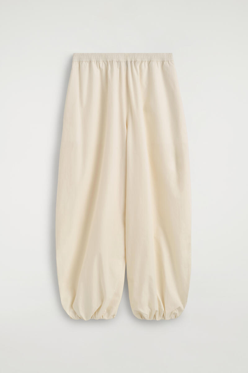 COS Fluid Cotton Balloon Trousers White Women's Size 44