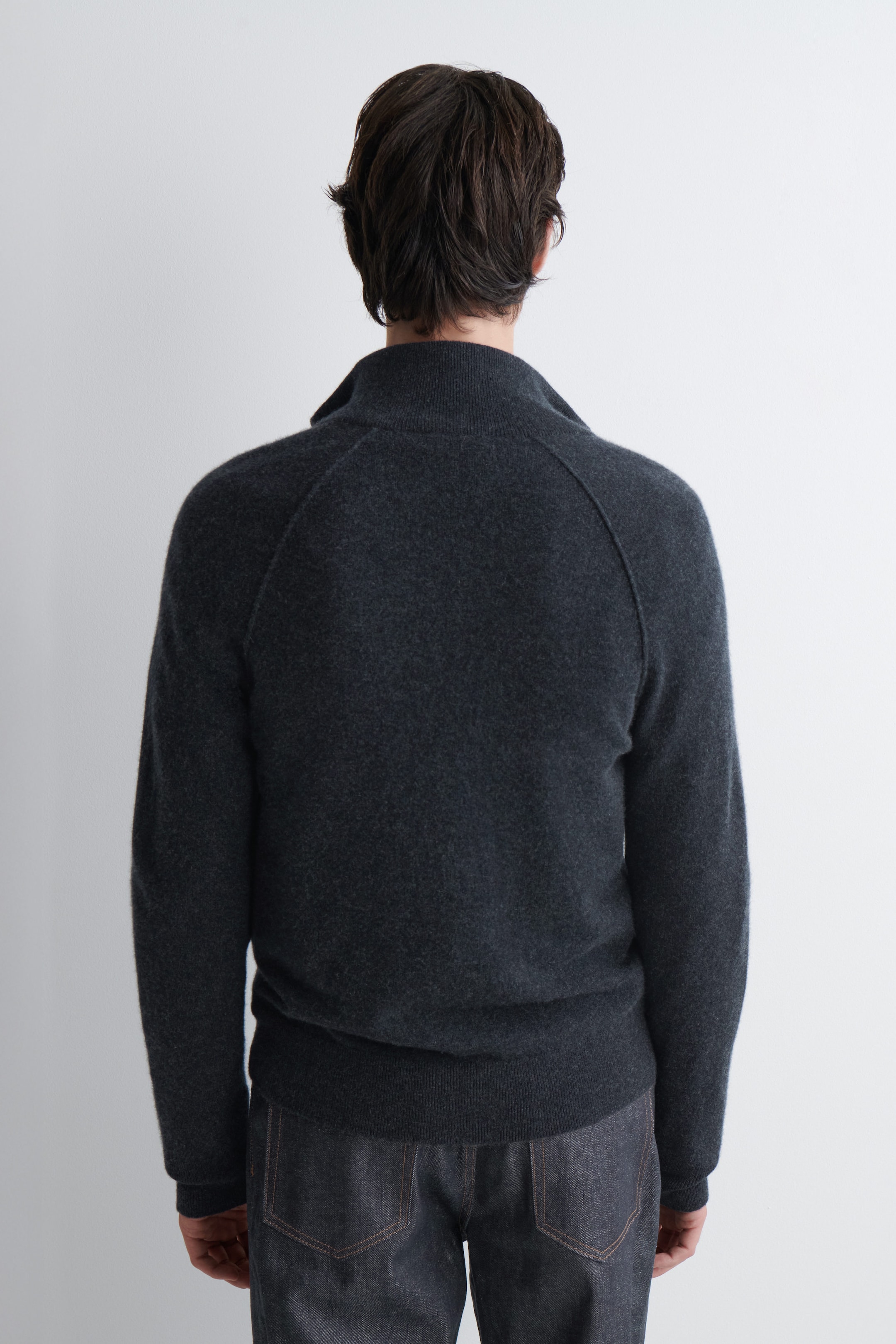 CARDIGAN IN CASHMERE CON COLLO A IMBUTO E CERNIERA