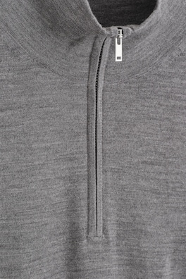 MERINO WOOL ZIP-UP MOCK-NECK SWEATER — GRAY MÉLANGE 6