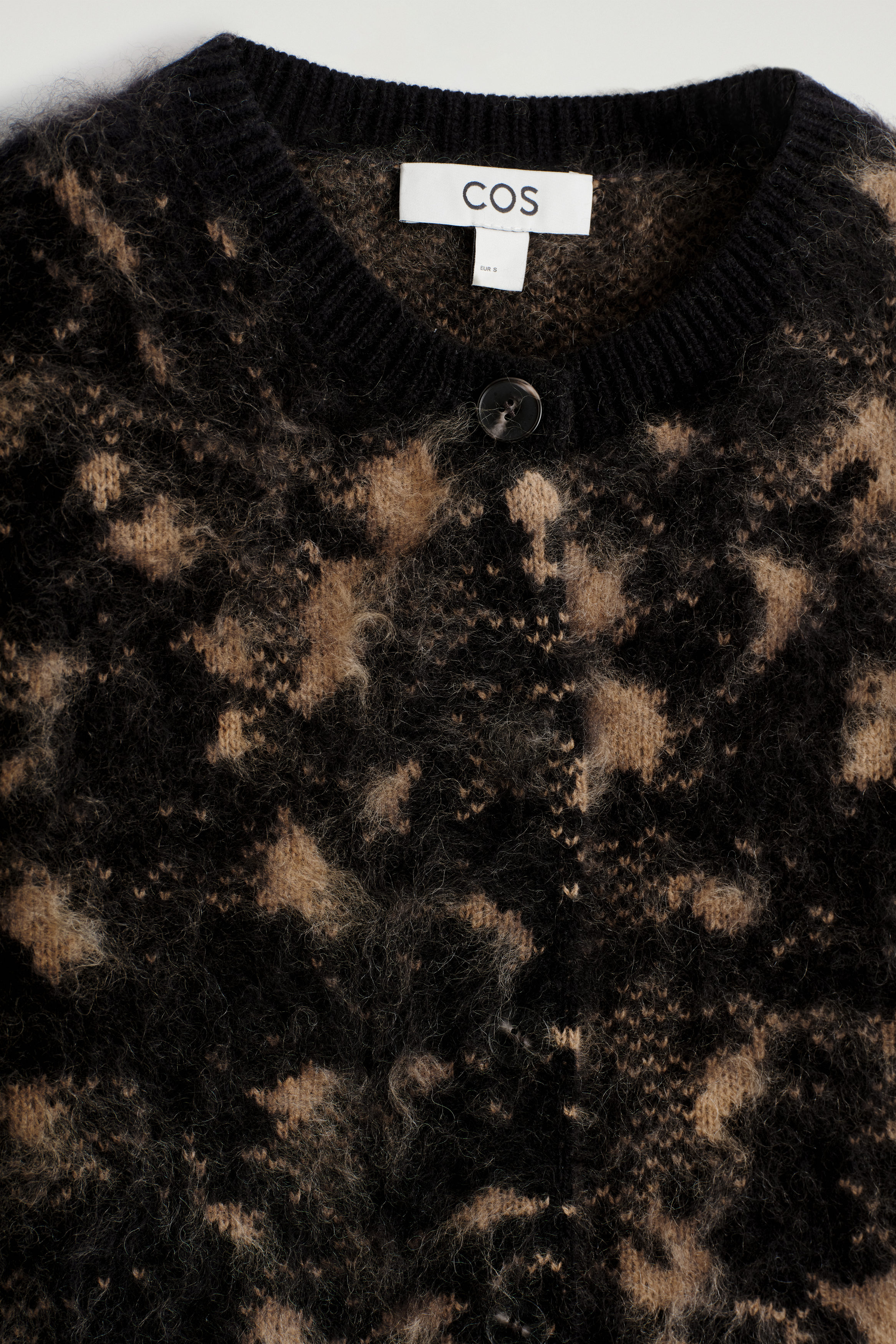 ANIMAL-JACQUARD MERINO WOOL CARDIGAN - BLACK / BROWN | COS US