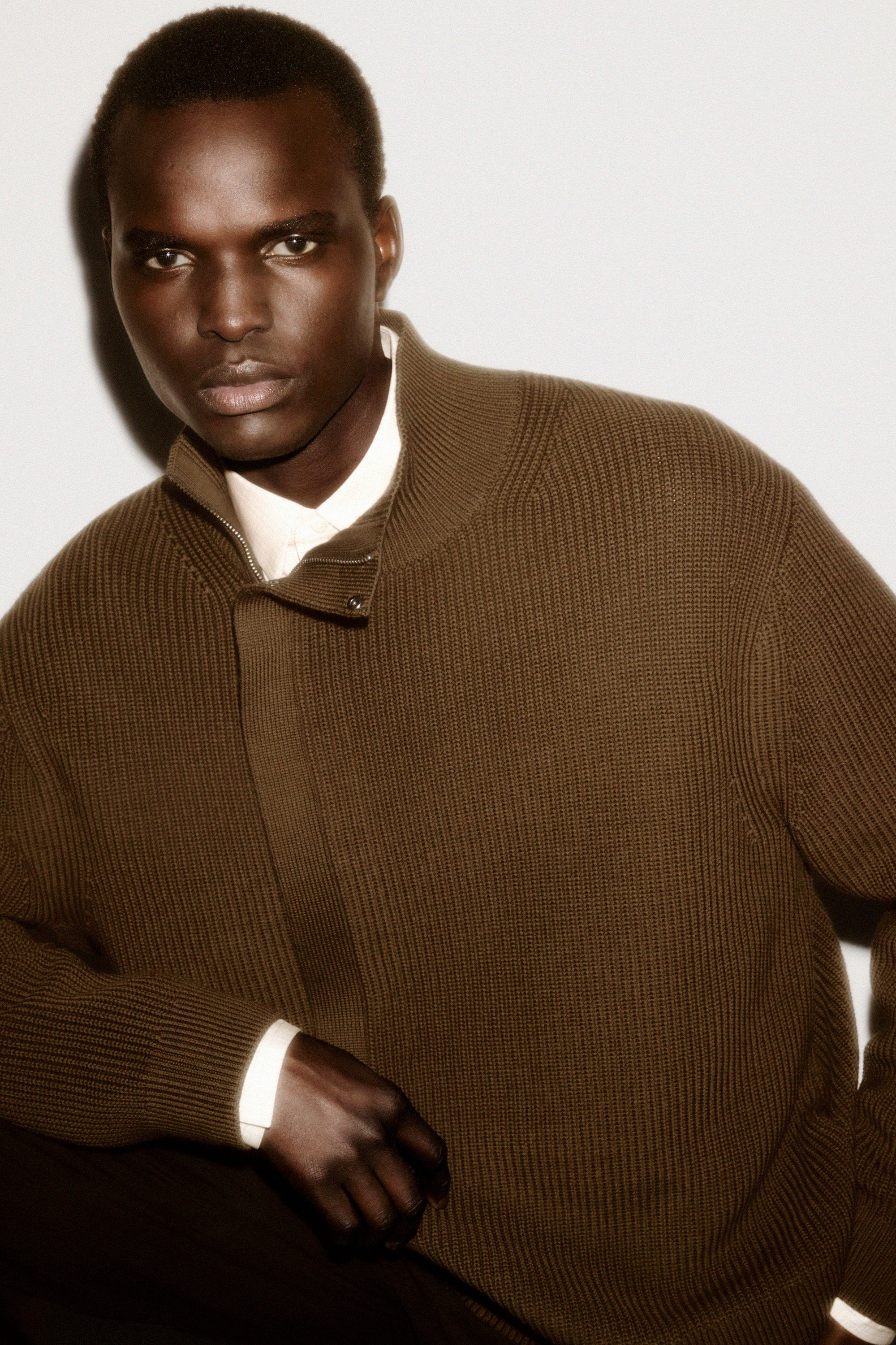 【AFTER PRAY】High-Neck Wool Blouson Brown de2e5c3b87ac04fb2d3fa81414fd50