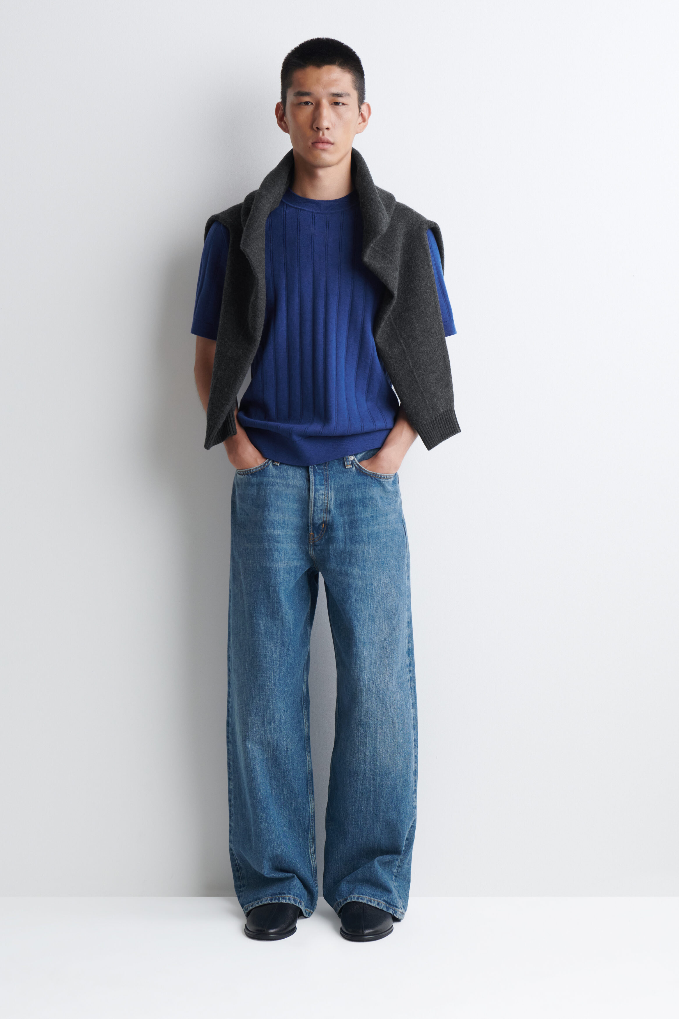 RIBBED MERINO WOOL-COTTON T-SHIRT - thumbnail 2