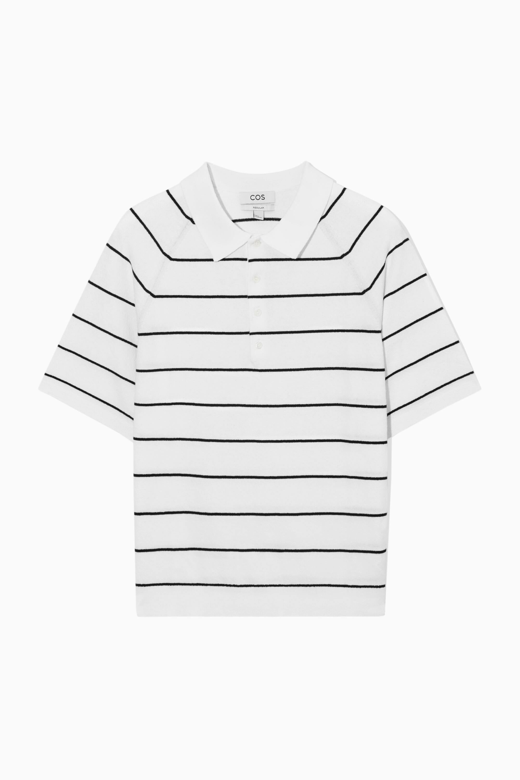 Näytä suurempi kuva: REGULAR TEXTURED-KNIT STRIPED POLO SHIRT - WHITE / STRIPED - MIEHET | H&M FI 1