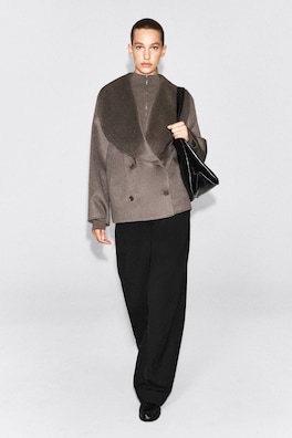 DOUBLE-FACED CASHMERE BOMBER JACKET — STONE 1