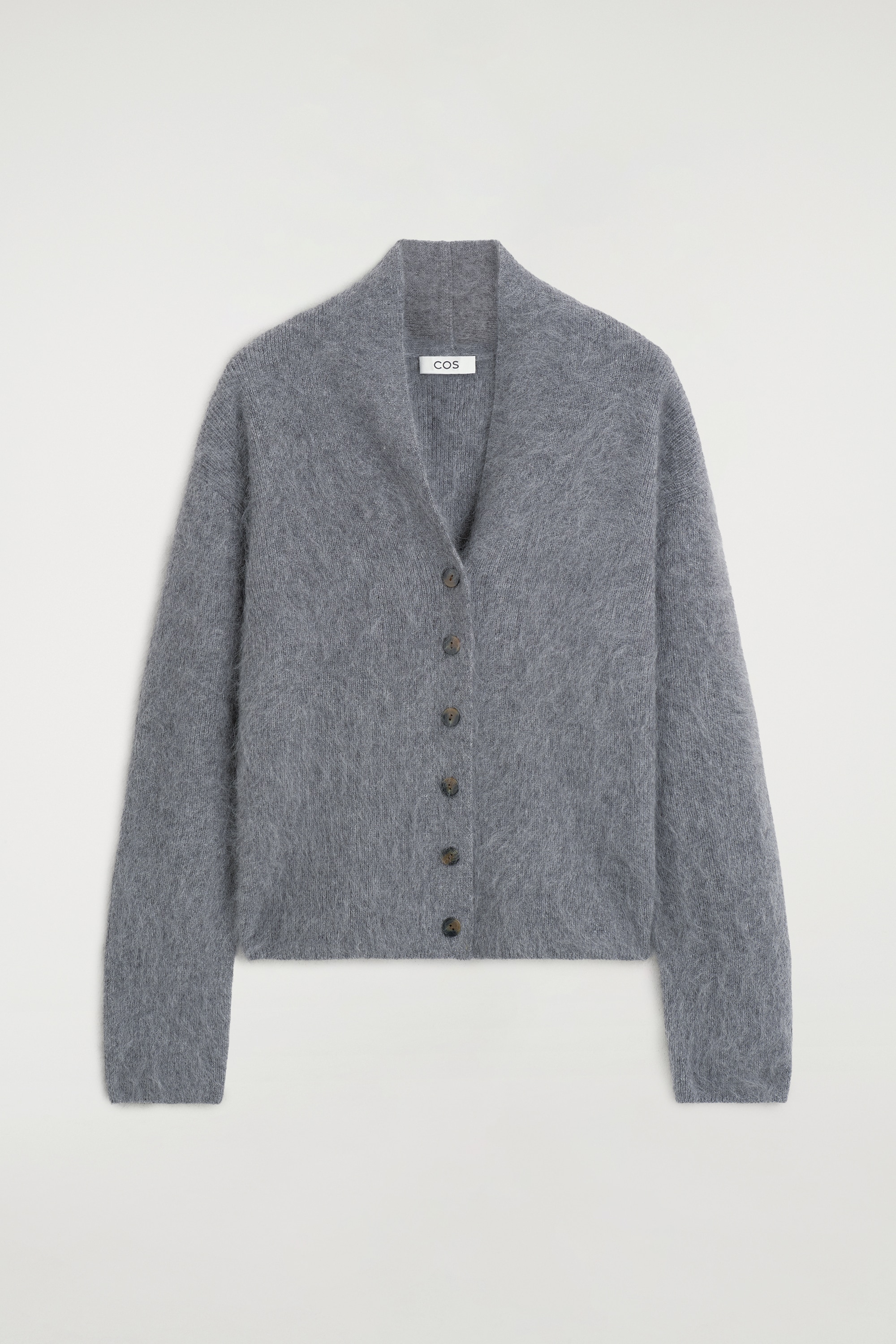 DRAPED BRUSHED MERINO WOOL CARDIGAN