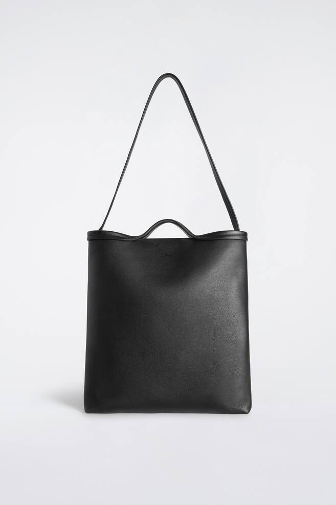TETHER TOTE BAG - LEATHER - BLACK - 1