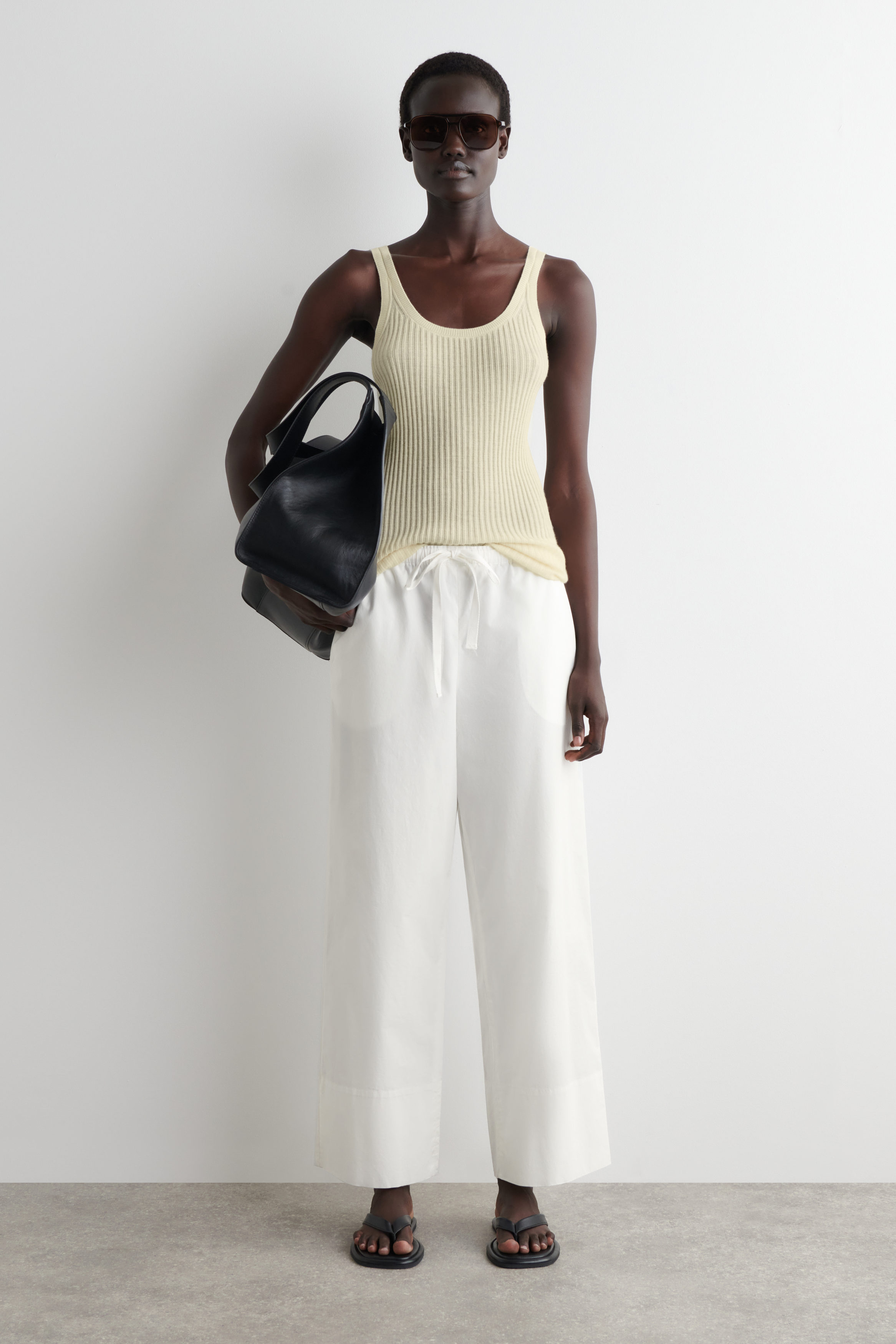 DRAWSTRING COTTON PANTS - WHITE | COS