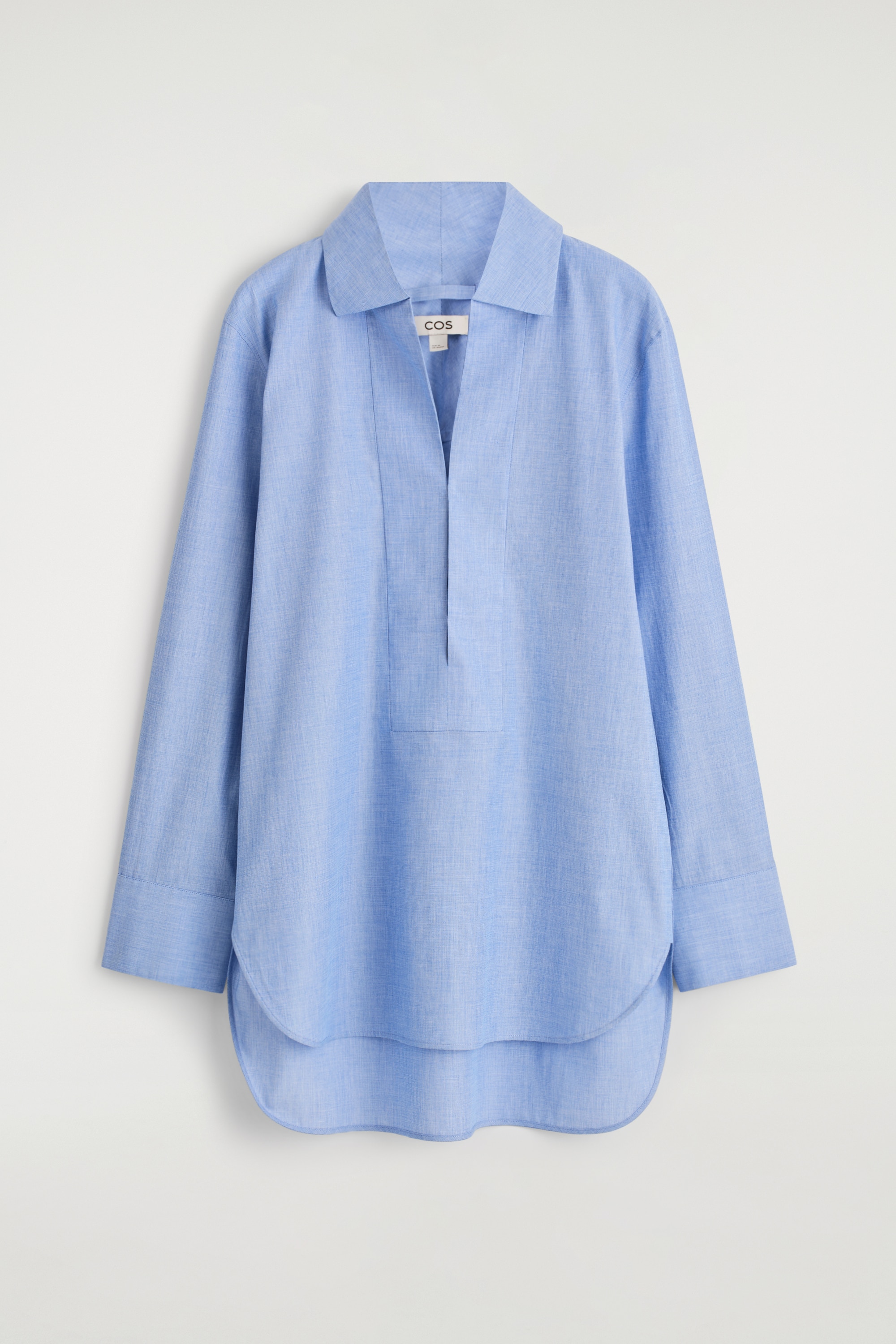 CAMICIA LUNGA IN COTONE - BLU MÉLANGE