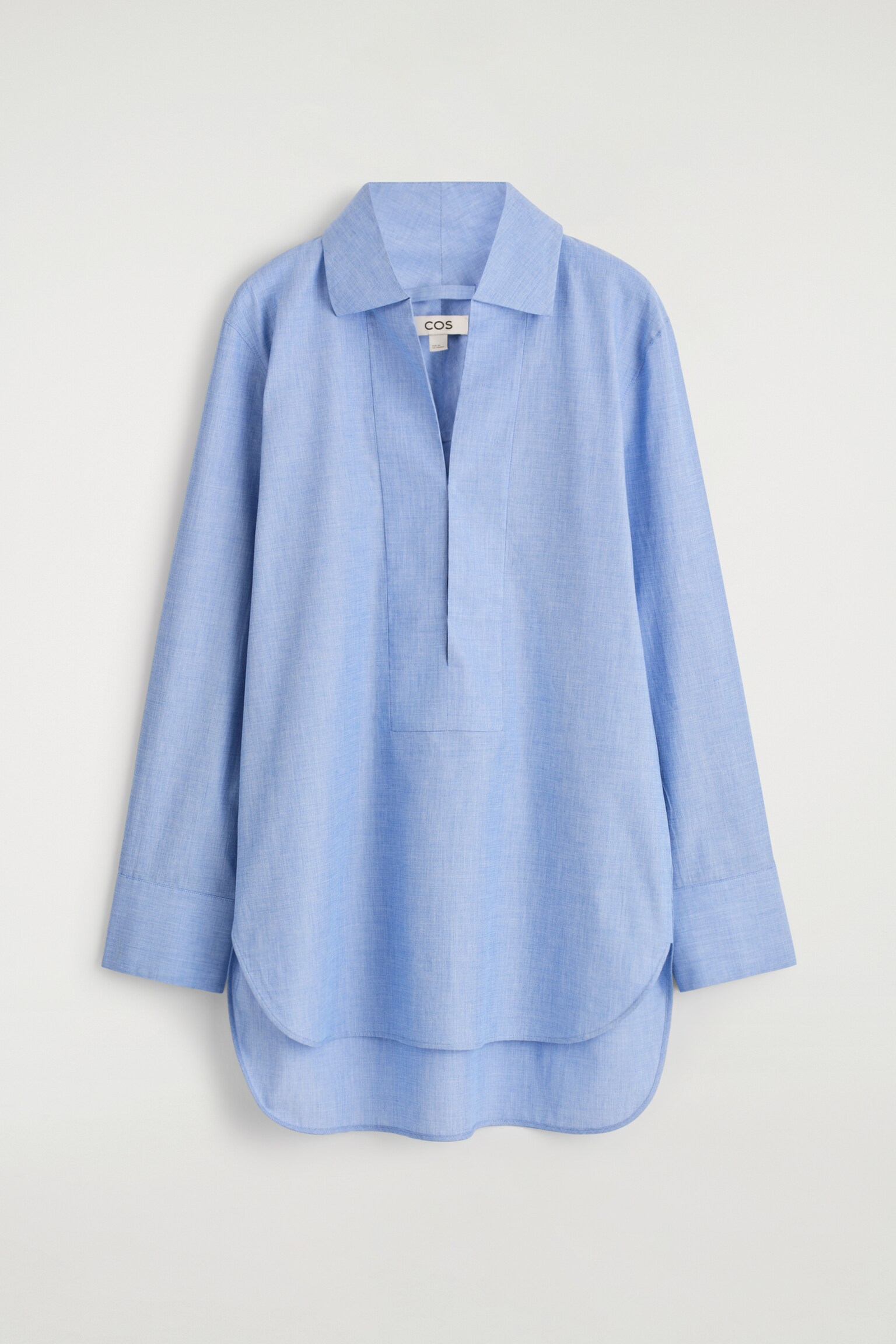 CAMISA LARGA DE ALGODÓN - AZUL JASPEADO - 2