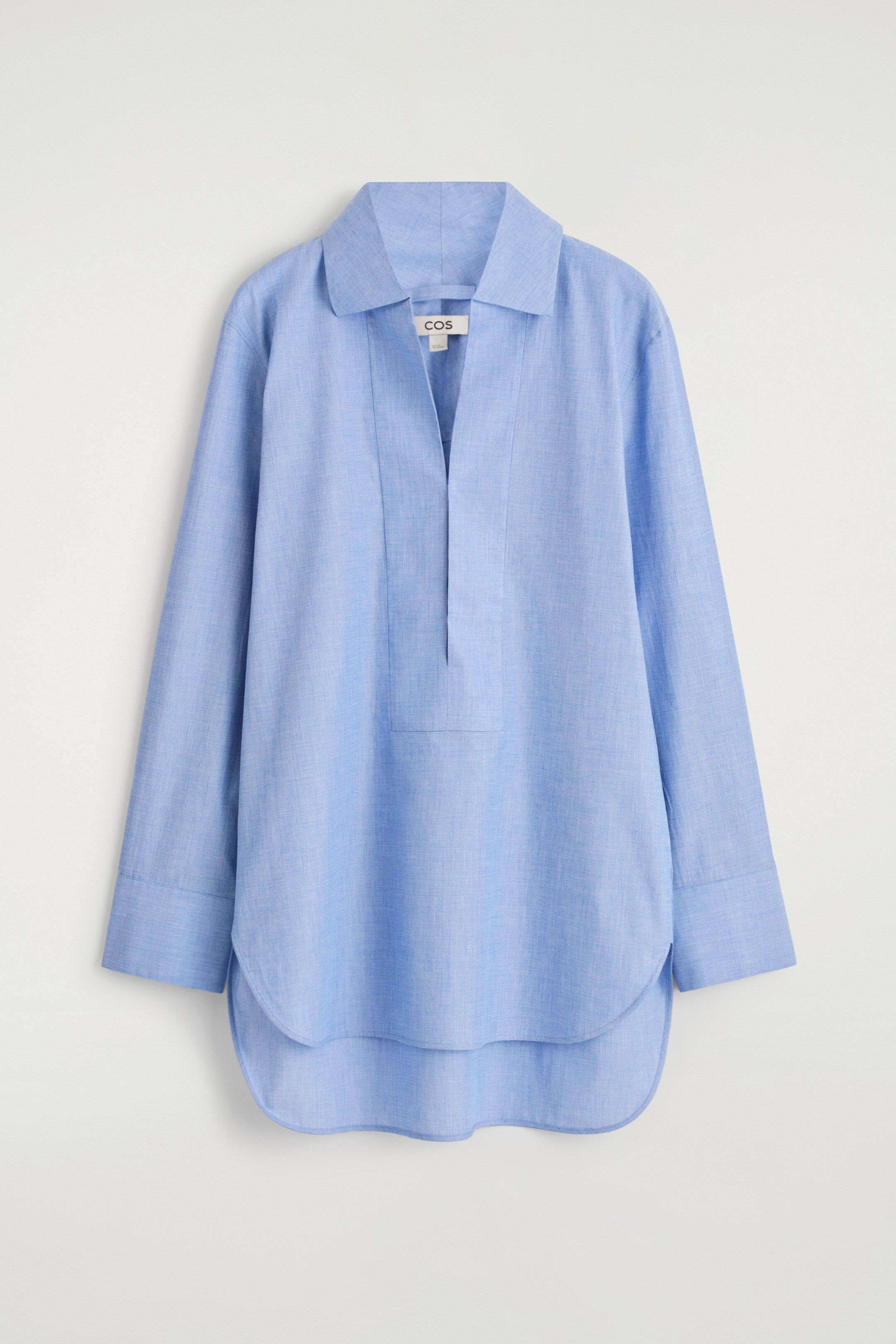 Προβολή μεγαλύτερης εικόνας: LONGLINE COTTON SHIRT - ΜΠΛΕ ΜΕΛΑΝΖΕ - Ladies | H&M GR 6
