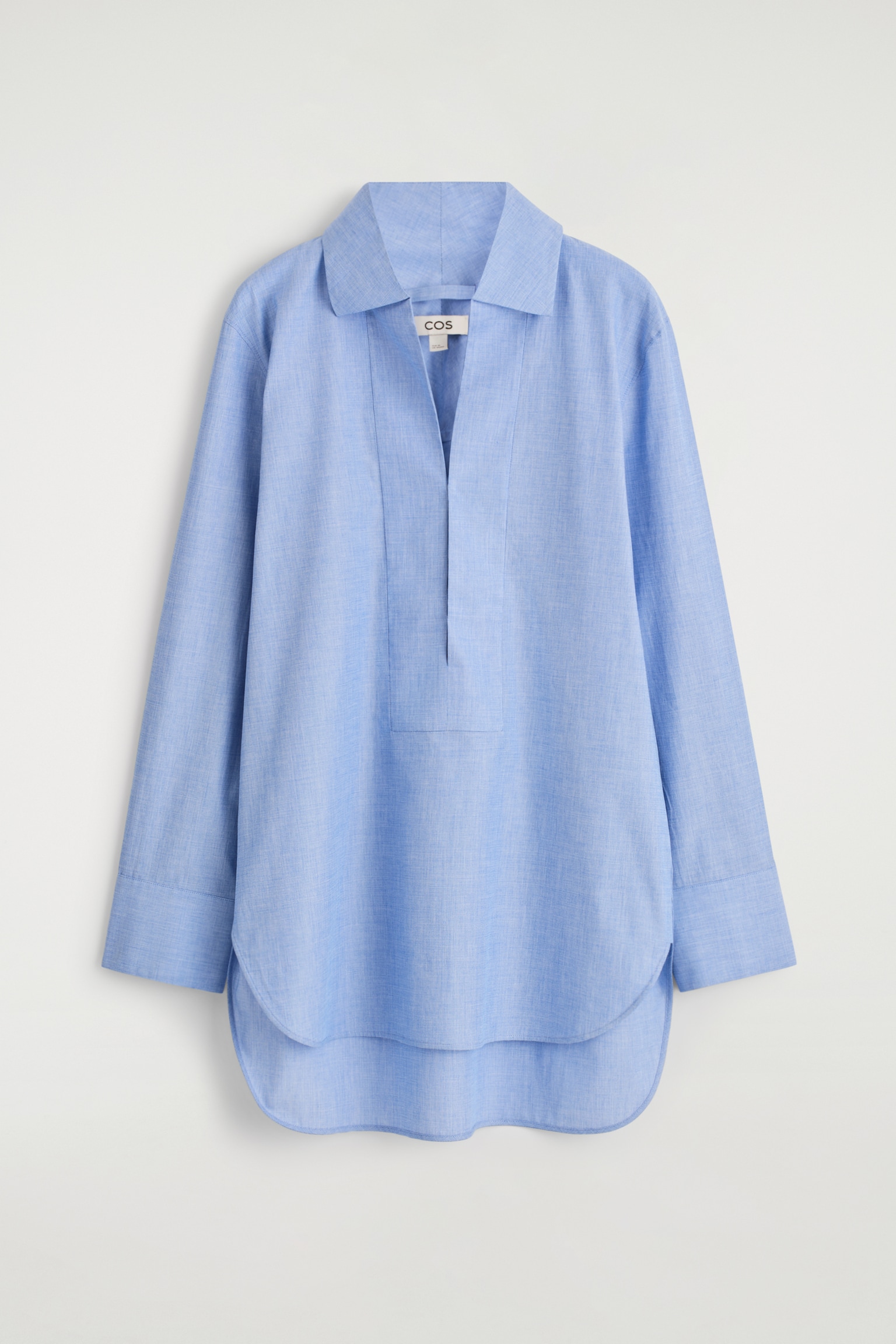 CAMISA LARGA DE ALGODÓN - AZUL JASPEADO - 2