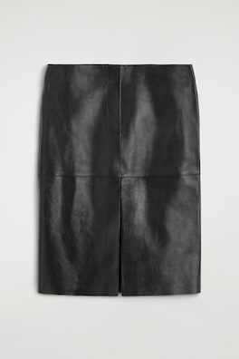 LEATHER MIDI SKIRT — BLACK 11