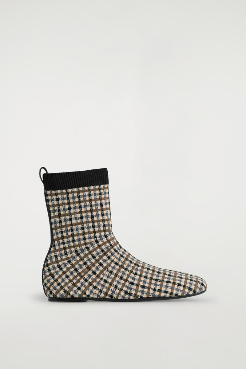 Checked Knitted Sock Boots