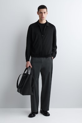WOOL-JERSEY BOMBER JACKET — BLACK 1