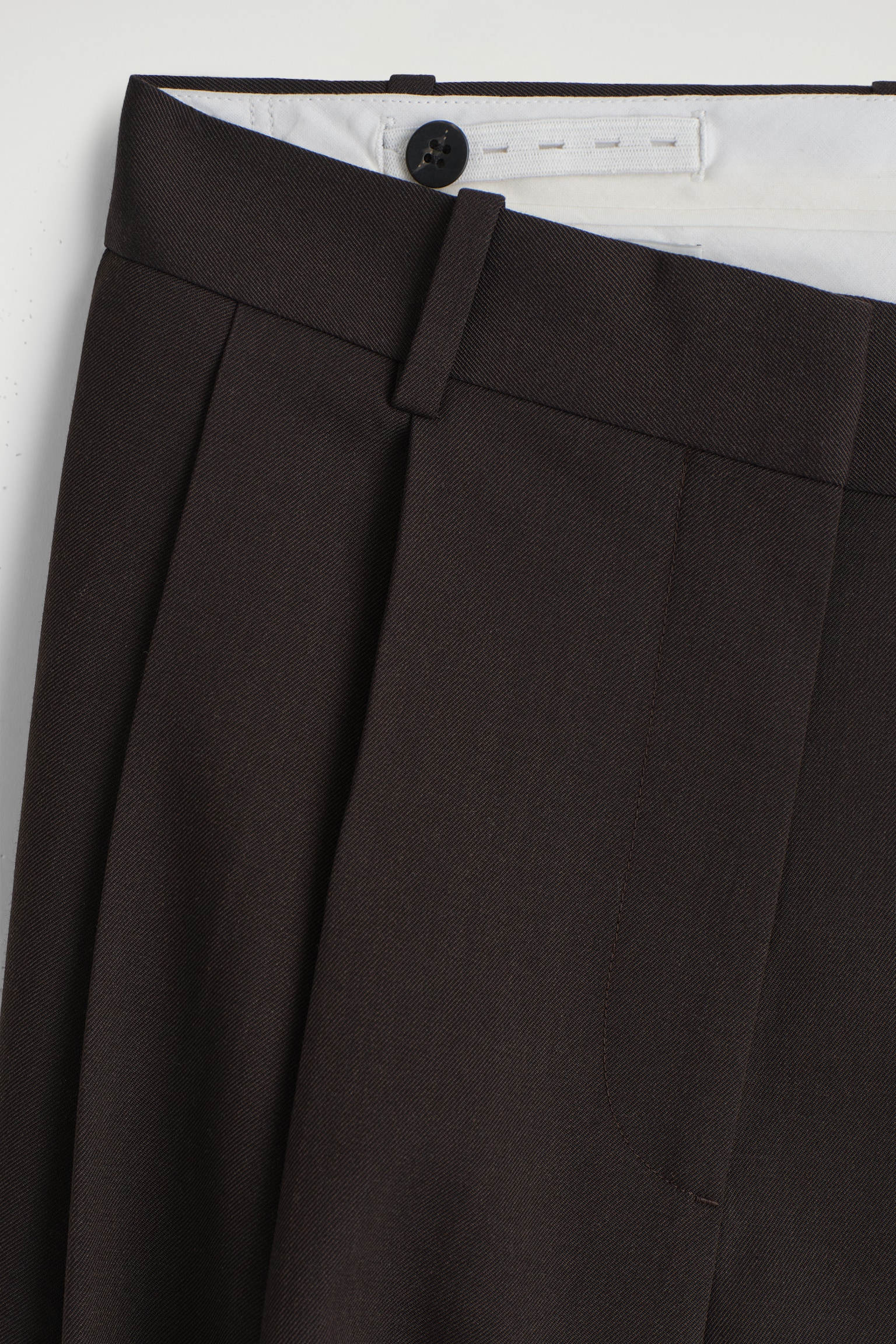 PANTALON LARGE EN SERGÉ DÉCONTRACTÉ - BRUN FONCÉ/NOIR/BLEU/GRIS/TAUPE/ROSE - 6
