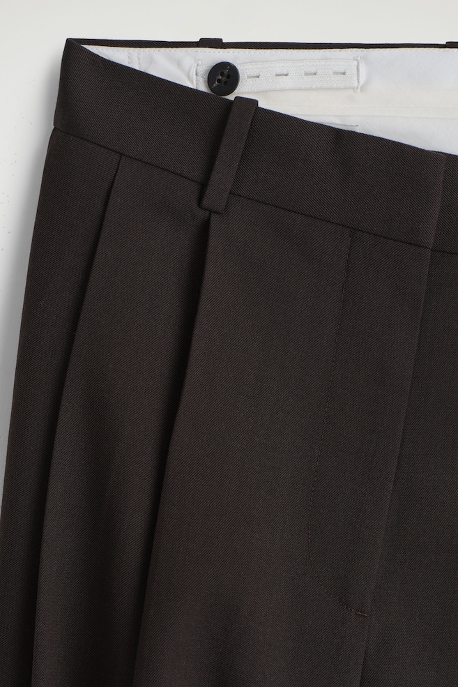 RELAXED TWILL WIDE-LEG PANTS — DARK BROWN