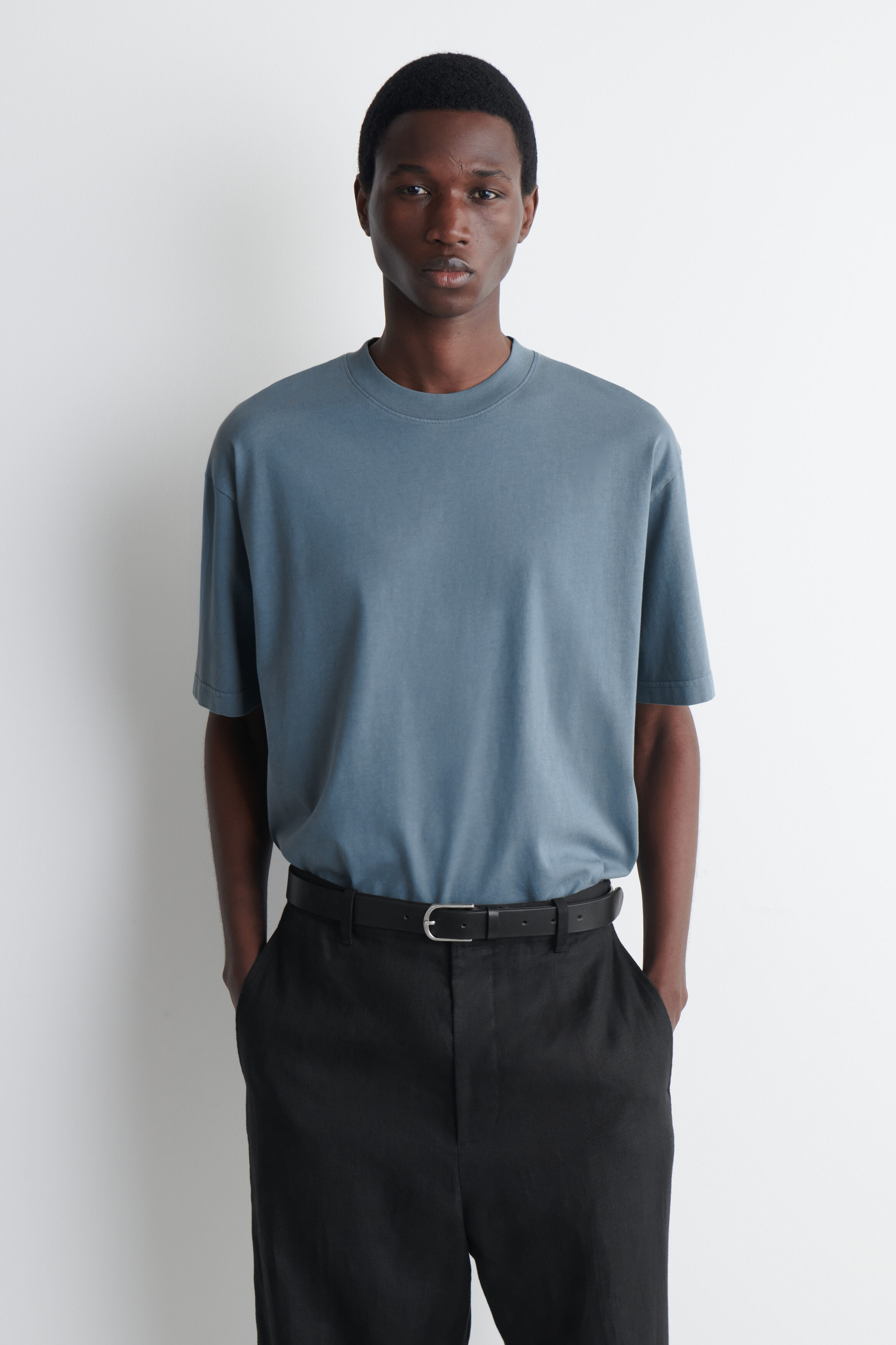 RELAXED LIGHTWEIGHT COTTON T-SHIRT - STEEL BLUE | COS US