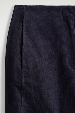 CORDUROY BARREL-LEG PANTS — NAVY 1