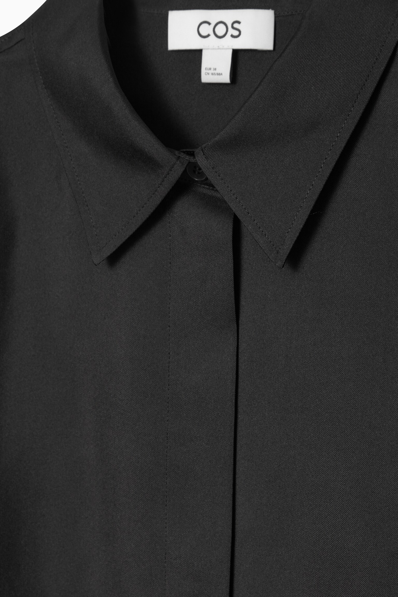 OVERSIZED PURE SILK SHIRT - BLACK/OFF-WHITE - 2