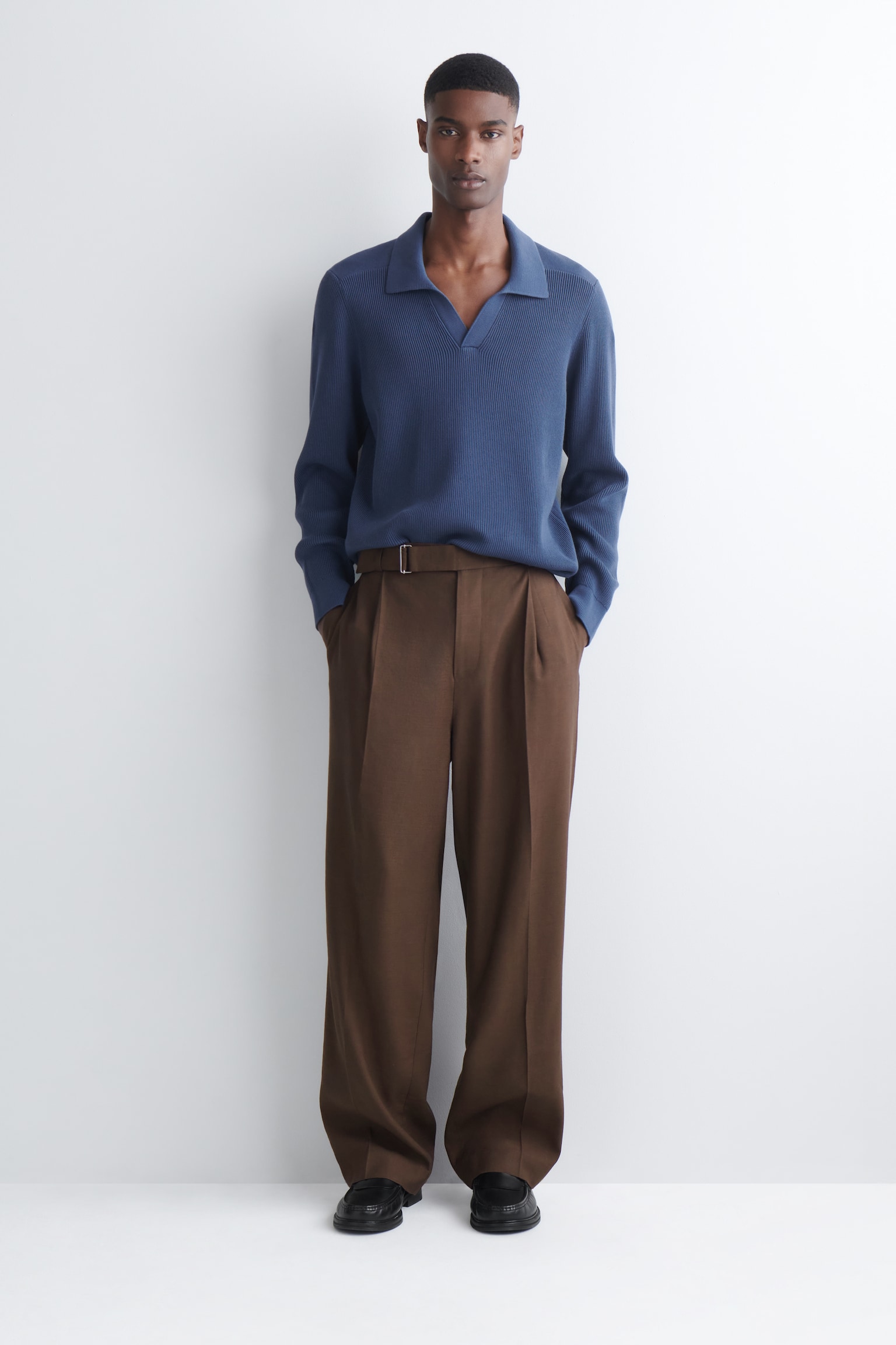 COTTON POLO JUMPER - NAVY/BEIGE - 3