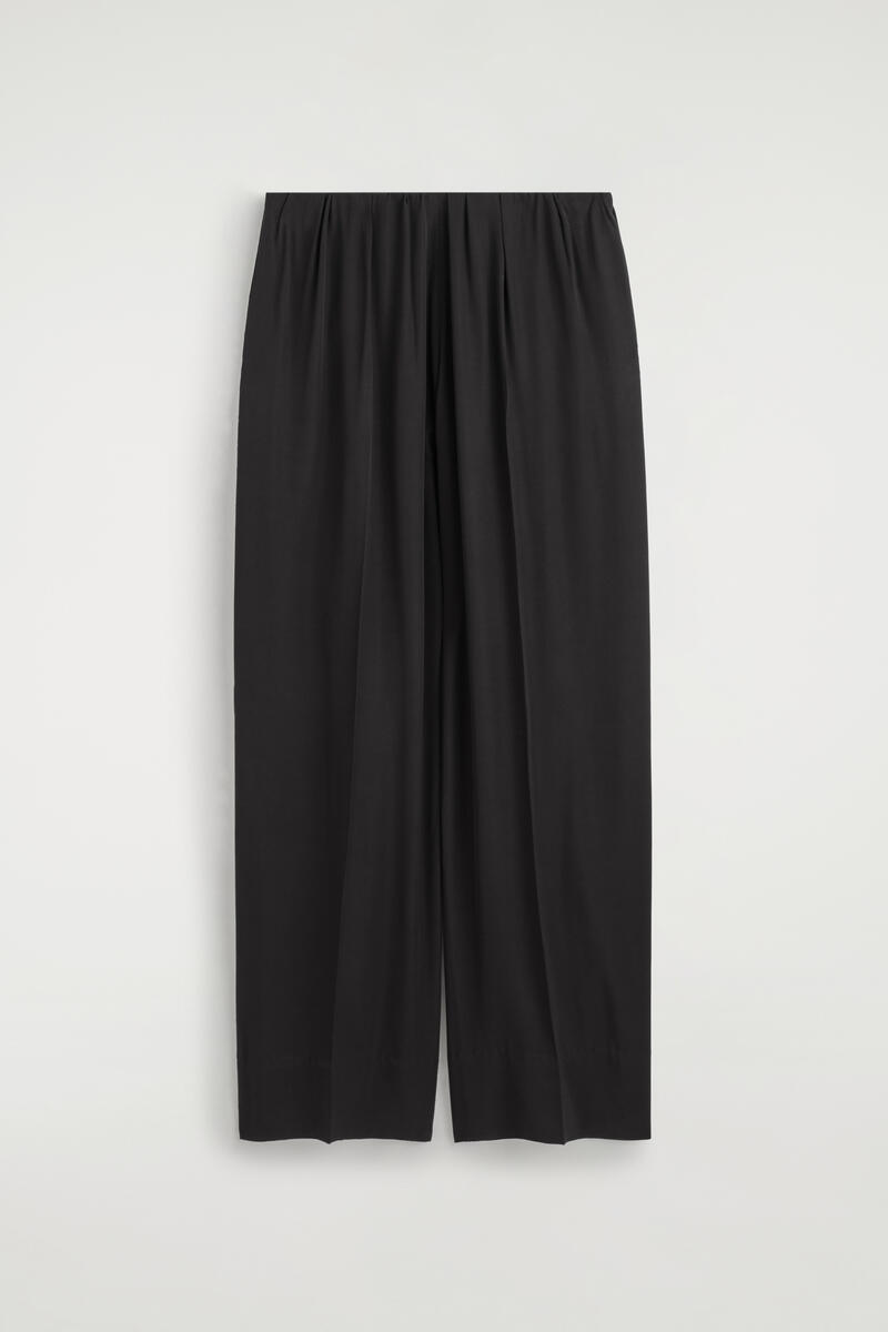 Elasticated Twill Straight-Leg Pants