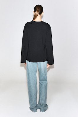 BRUSHED-COTTON LONG-SLEEVED T-SHIRT — BLACK 5