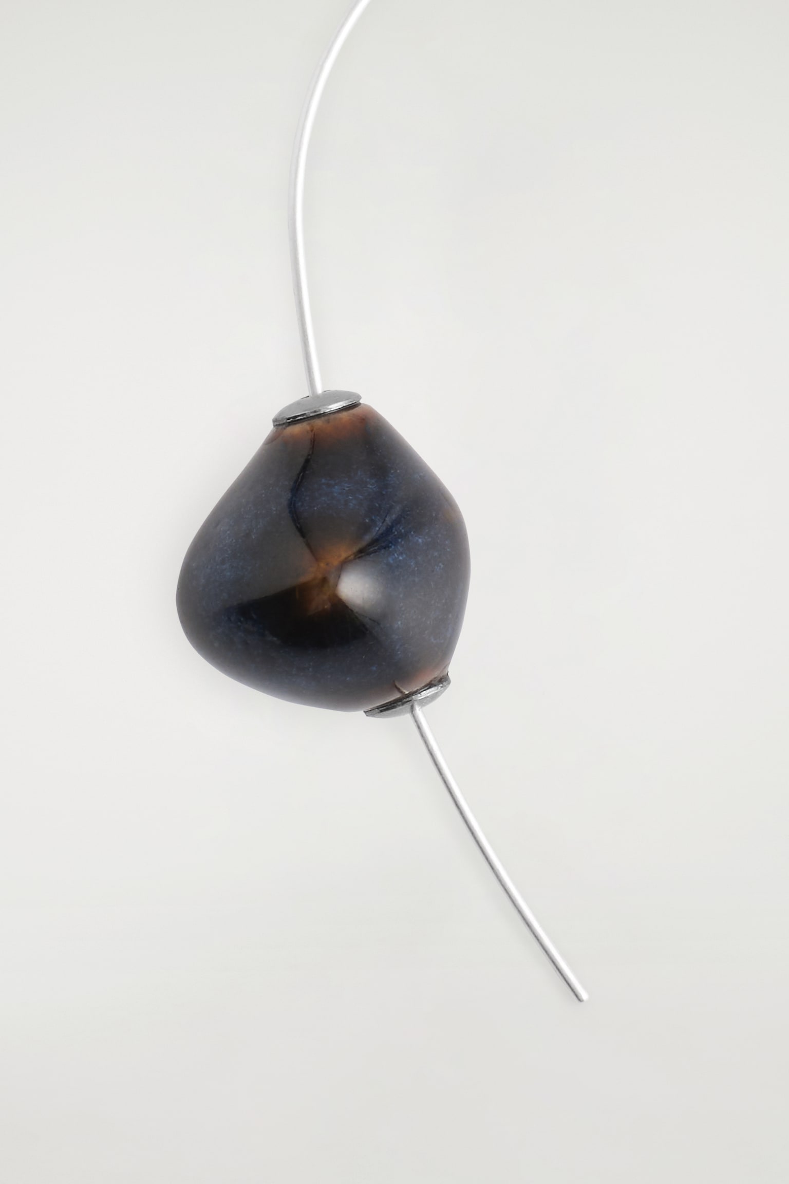 PENDANTS D'OREILLES À PERLES EN CÉRAMIQUE - ARGENTÉ / BLEU - 3