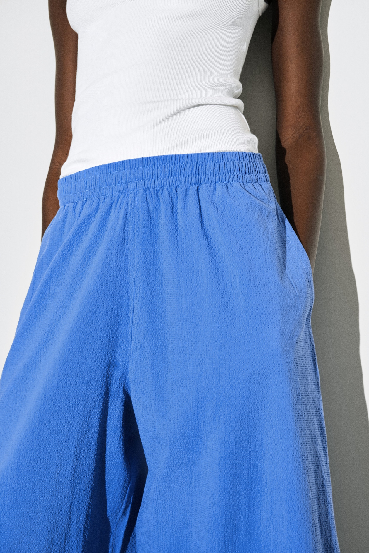 SEERSUCKER CULOTTES — BLUE