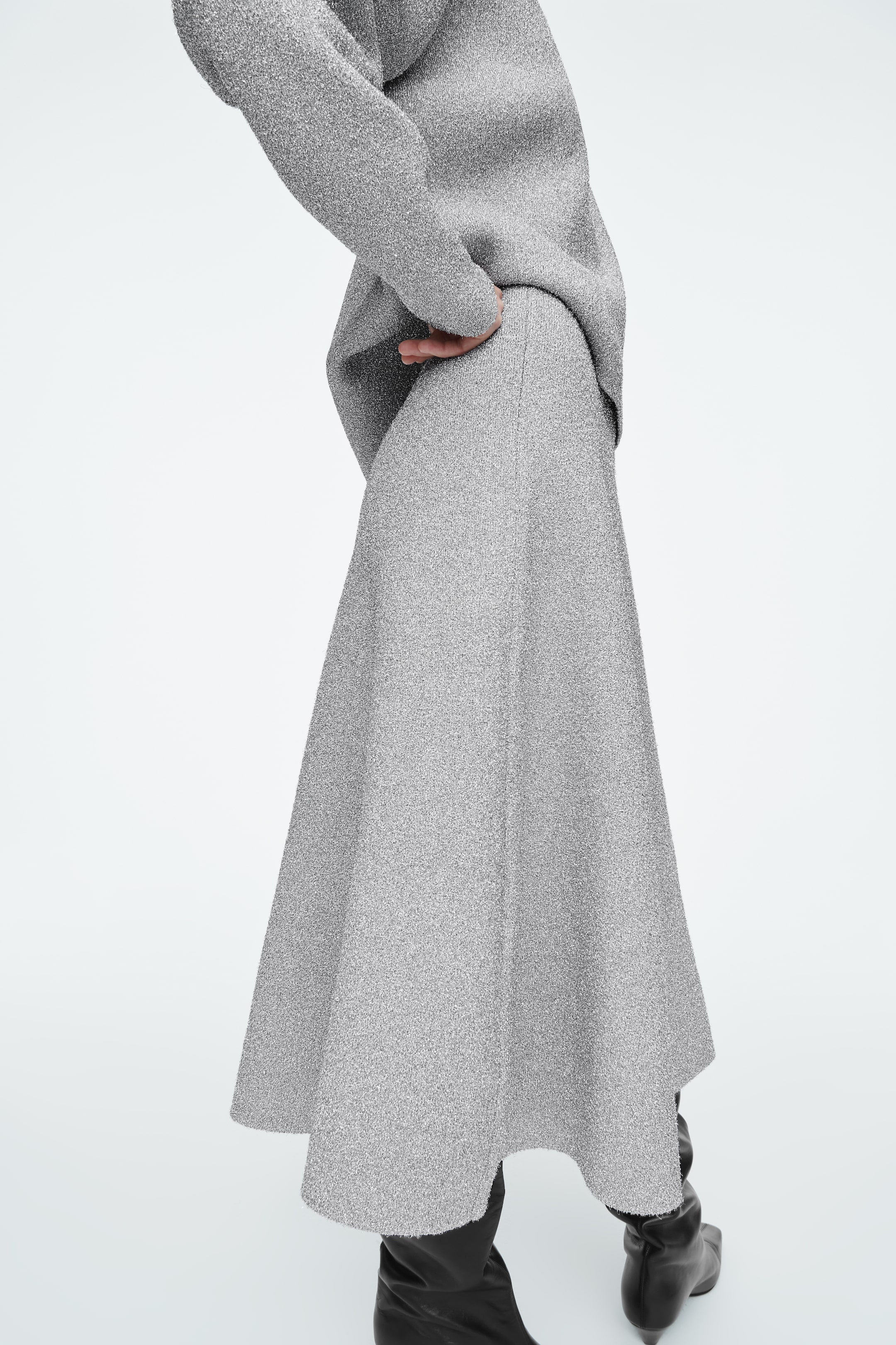 View larger image: SPARKLY MERINO WOOL MIDI SKIRT - SILVER - Ladies | H&M GB 2