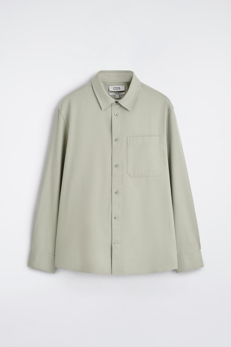 Cos Relaxed Brushed Cotton-blend Shirt In Beige In Sand