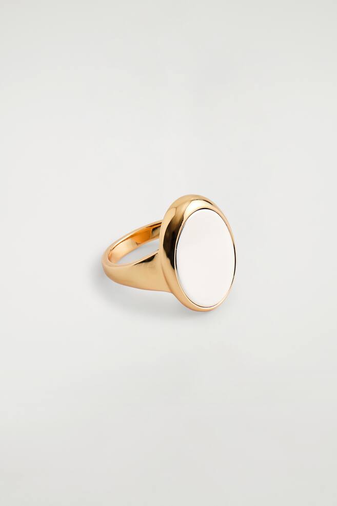 TWO-TONE SIGNET RING - GOLD / SILVER/GOLD / BLUE - 1