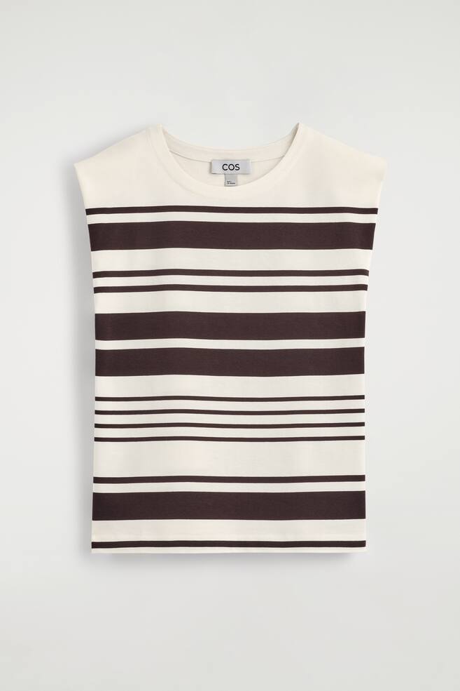 TANKTOP AUS BAUMWOLLJERSEY MIT FALTEN - WEISS/BRAUN/GESTREIFT/WEISS - 1