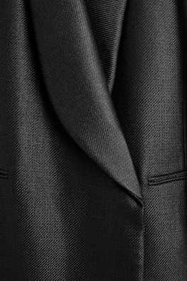 TAILORED METALLIC WOOL-BLEND LONG COAT — BLACK 1