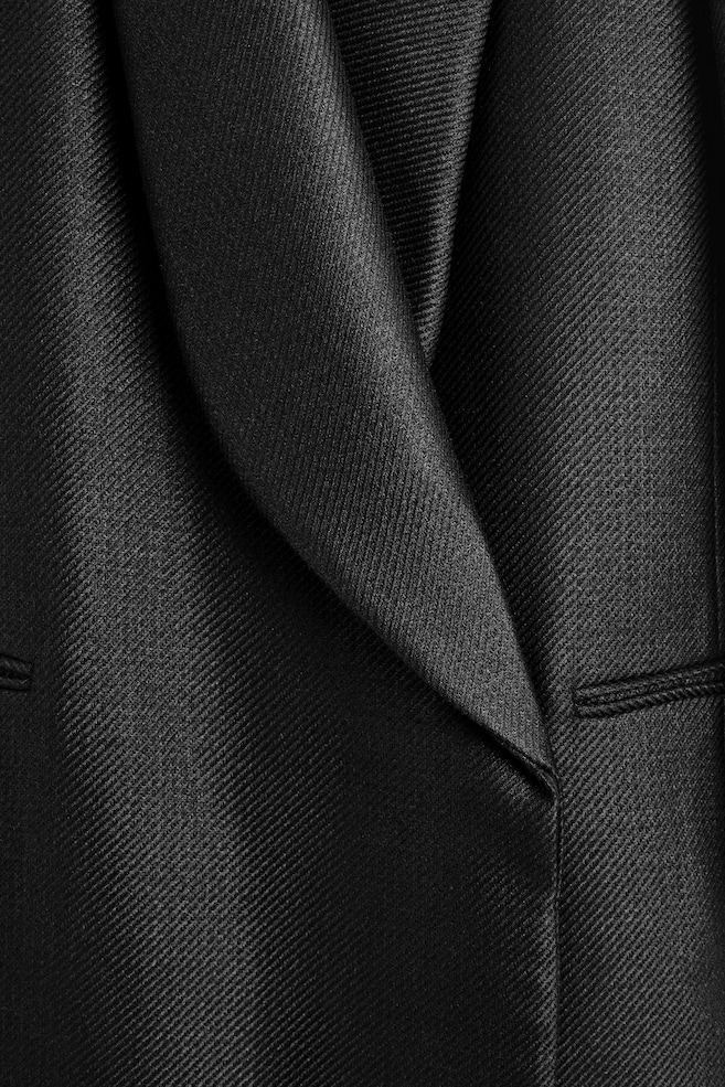 TAILORED METALLIC WOOL-BLEND LONG COAT — BLACK