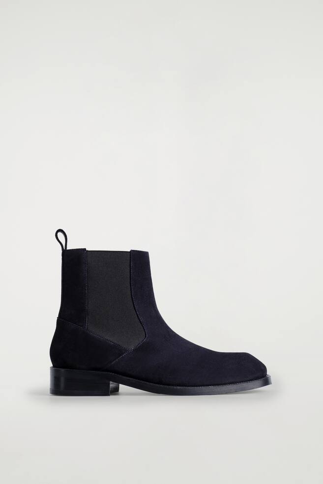 SQUARE-TOE LEATHER CHELSEA BOOTS - GRANATOWY - 1