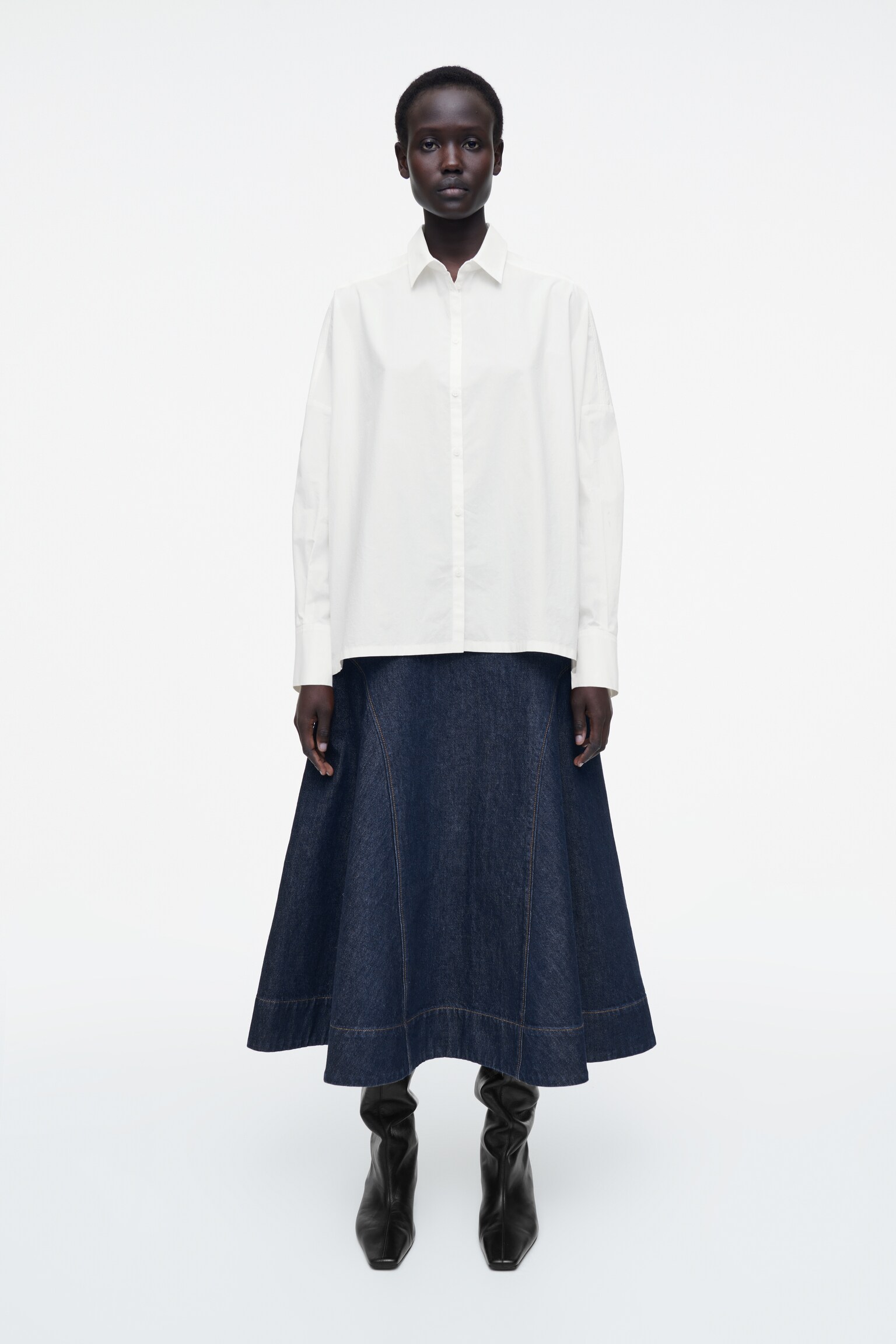 CHEMISE OVERSIZE À PLI DANS LE DOS EN COTON - ÉCRU - 8