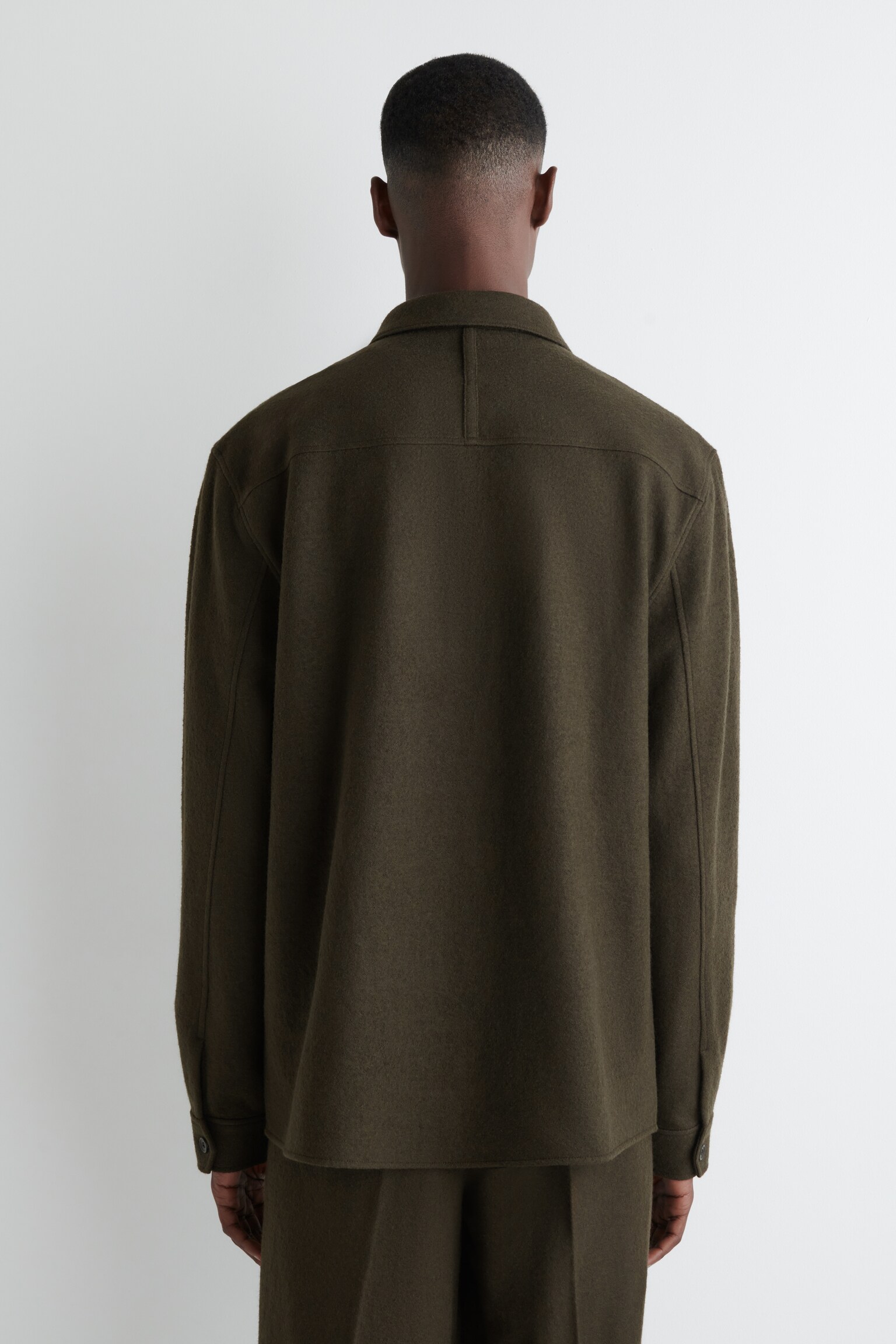 RELAXED BOILED-WOOL OVERSHIRT - DARK KHAKI/DARK BROWN - 6