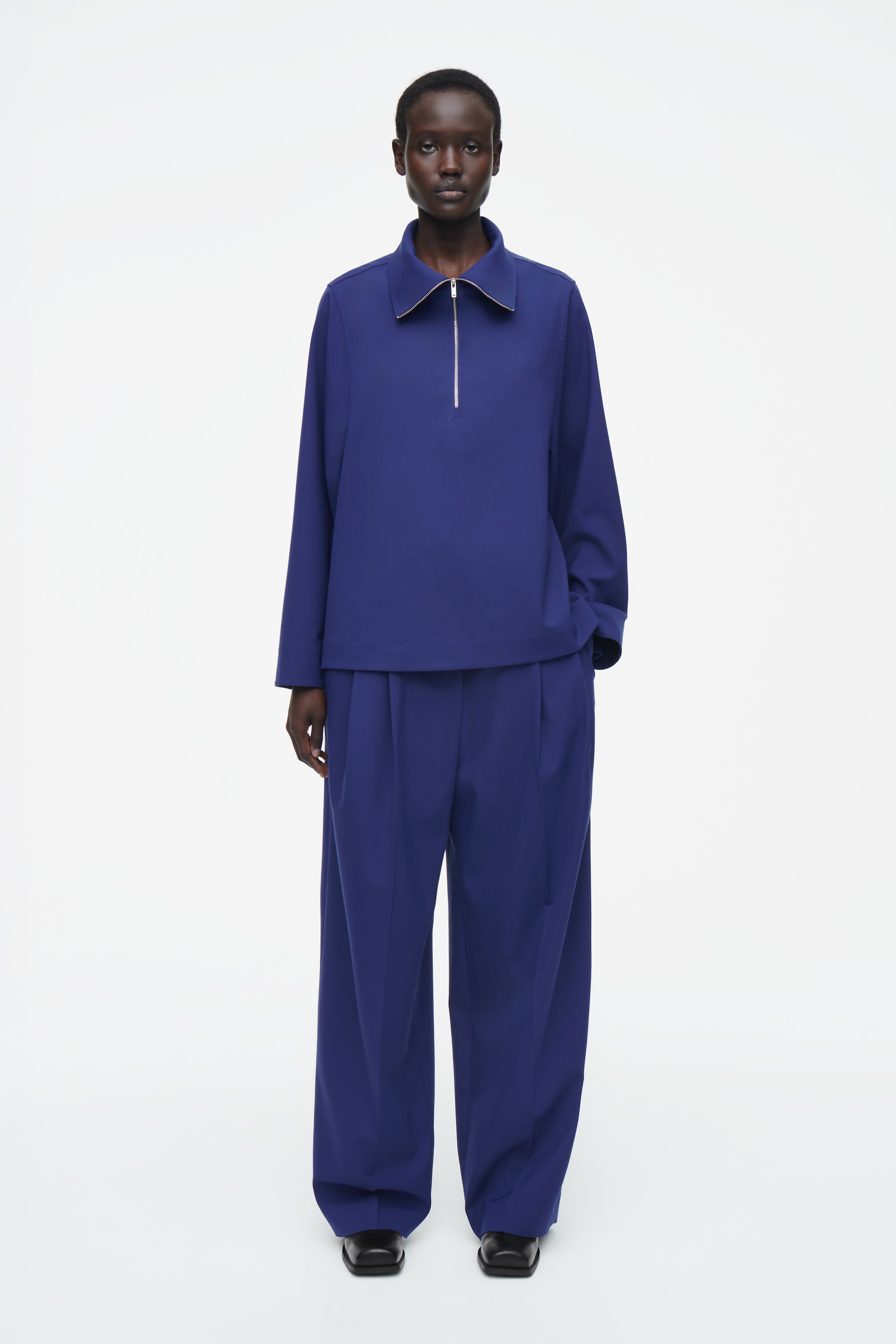 Agrandir l'image: BLOUSE DEMI-ZIPPÉE EN LAINE MÉLANGÉE - BLEU - FEMME | H&M FR 2