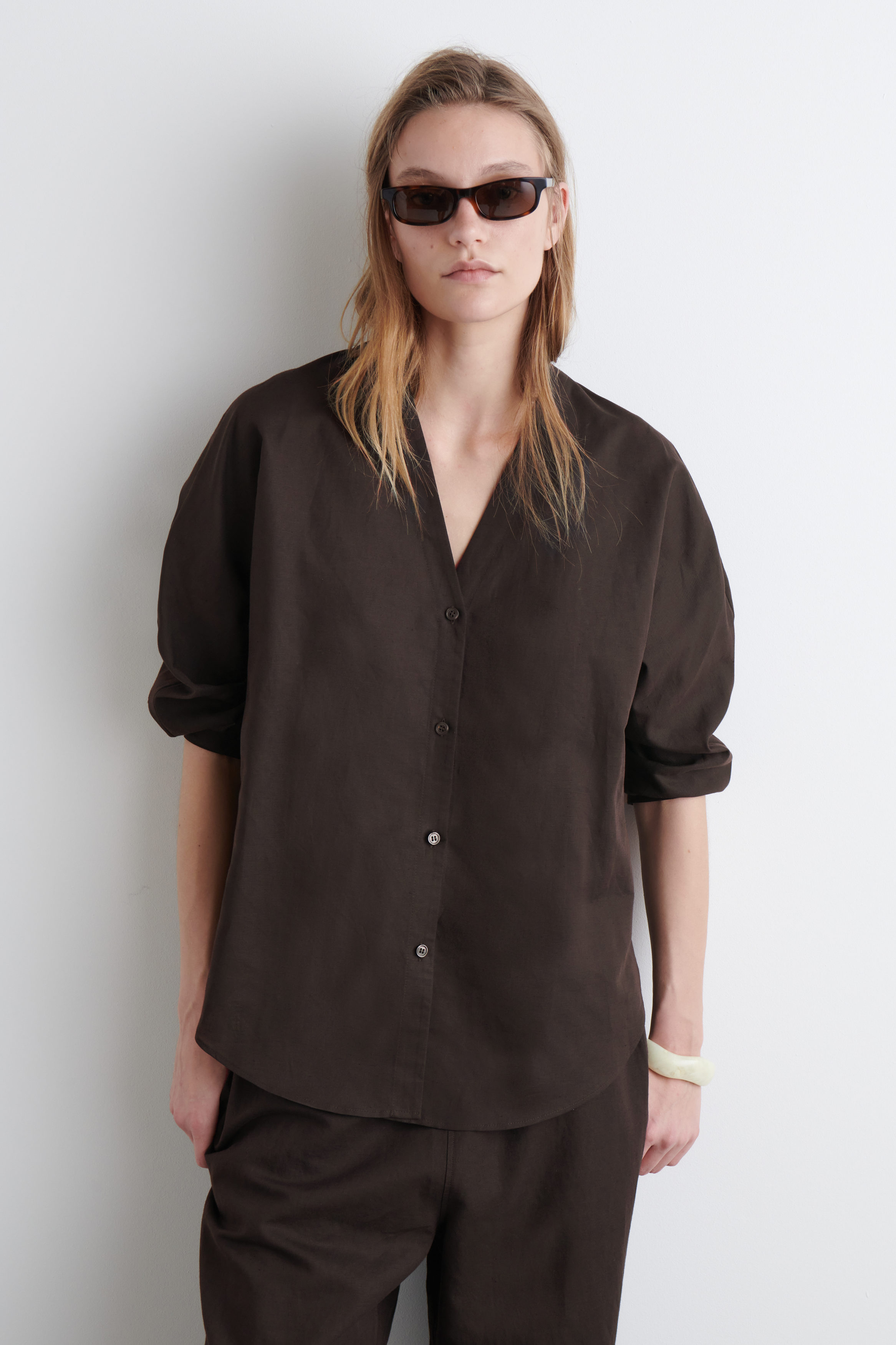シャツ HUECLOSET Linen Over-fit Check Shirt 25KERO216 HUECLOSET Vintage Oversized Fit Check Shirt 25KERO207 (HUE