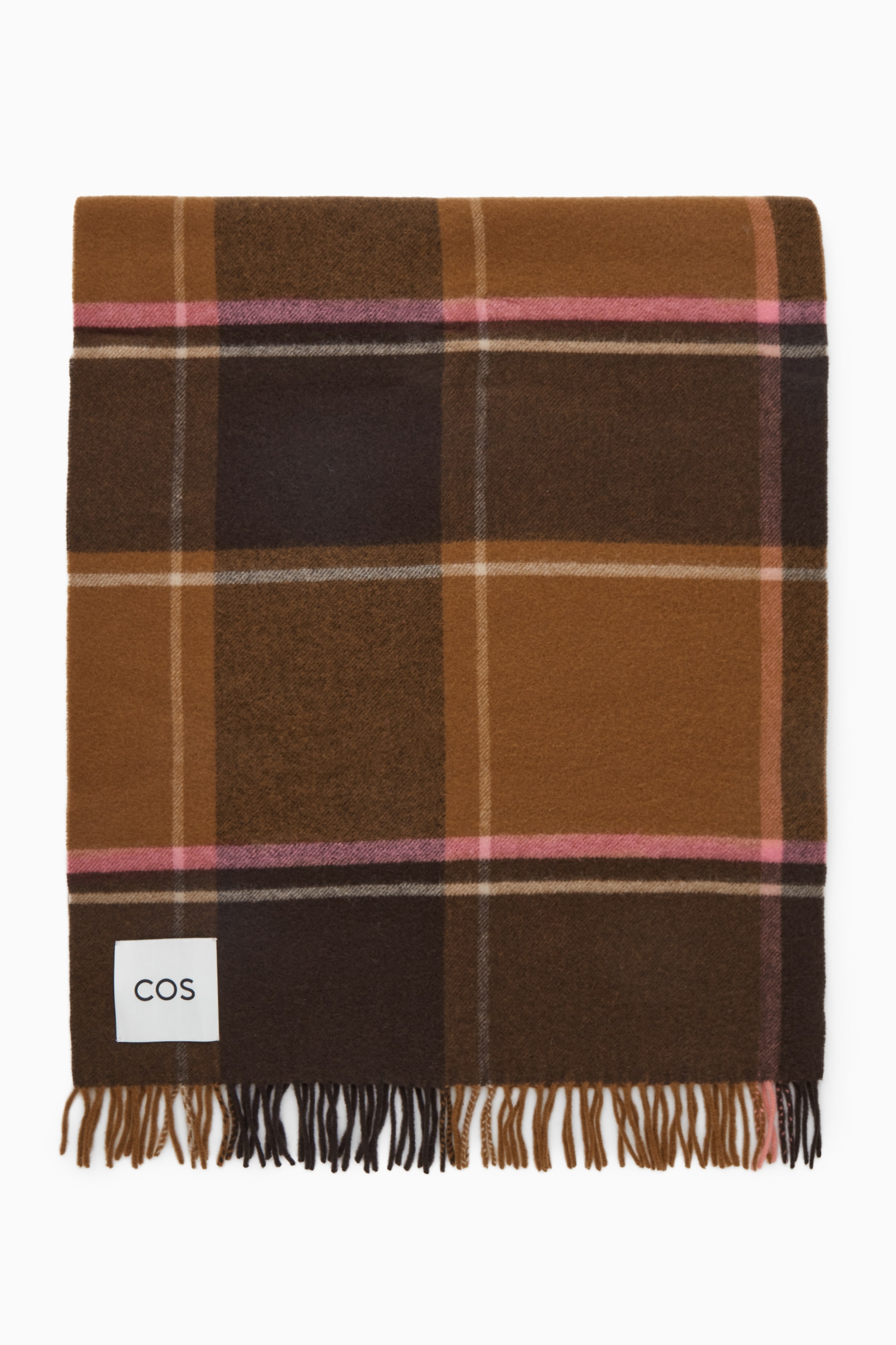 Se større billede: OVERSIZED CHECKED WOOL SCARF - BROWN / CAMEL / PINK / CHECKED - DAME | H&M DK 2