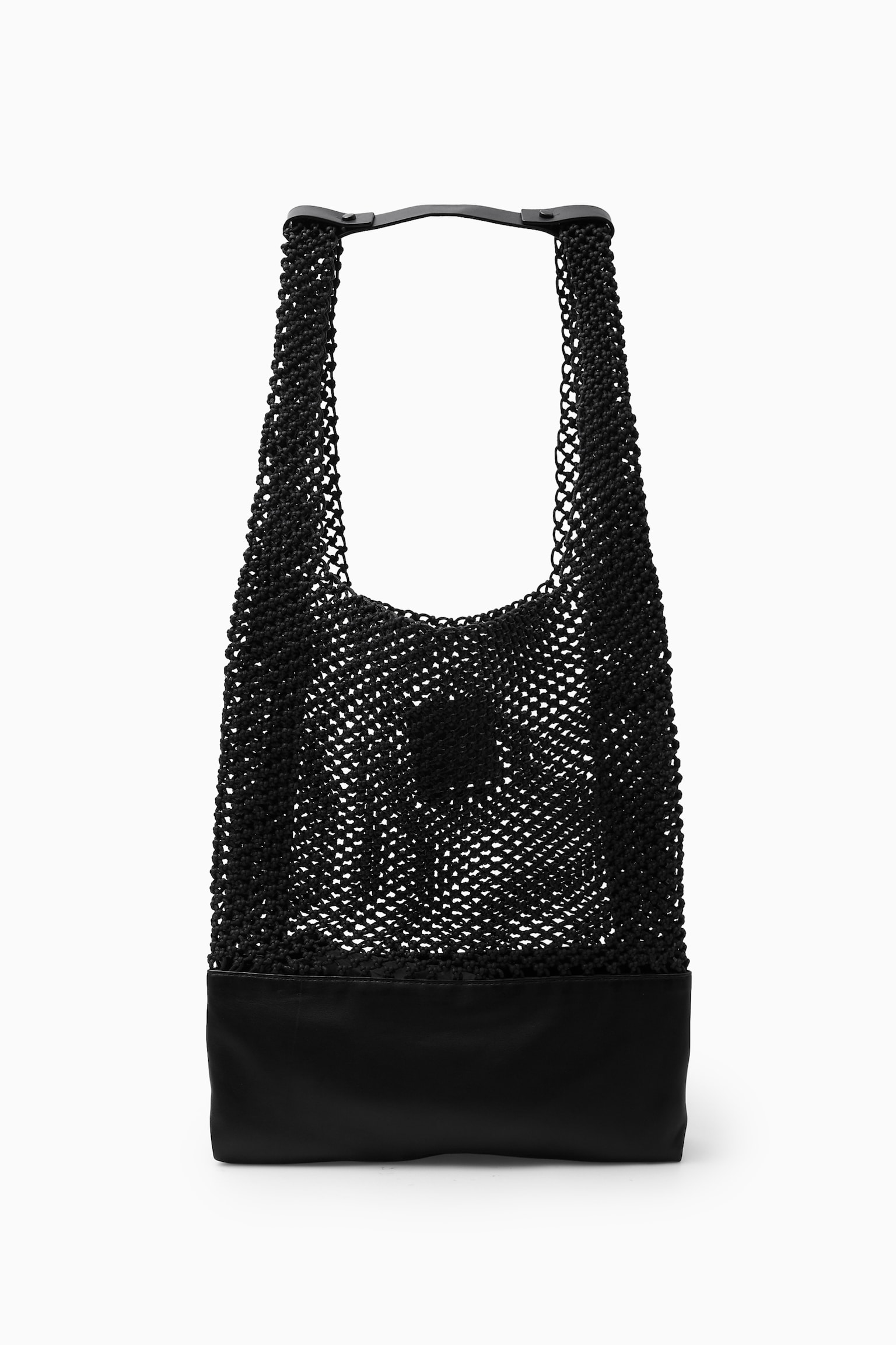 HAND-WOVEN TOTE BAG - LEATHER - BLACK
